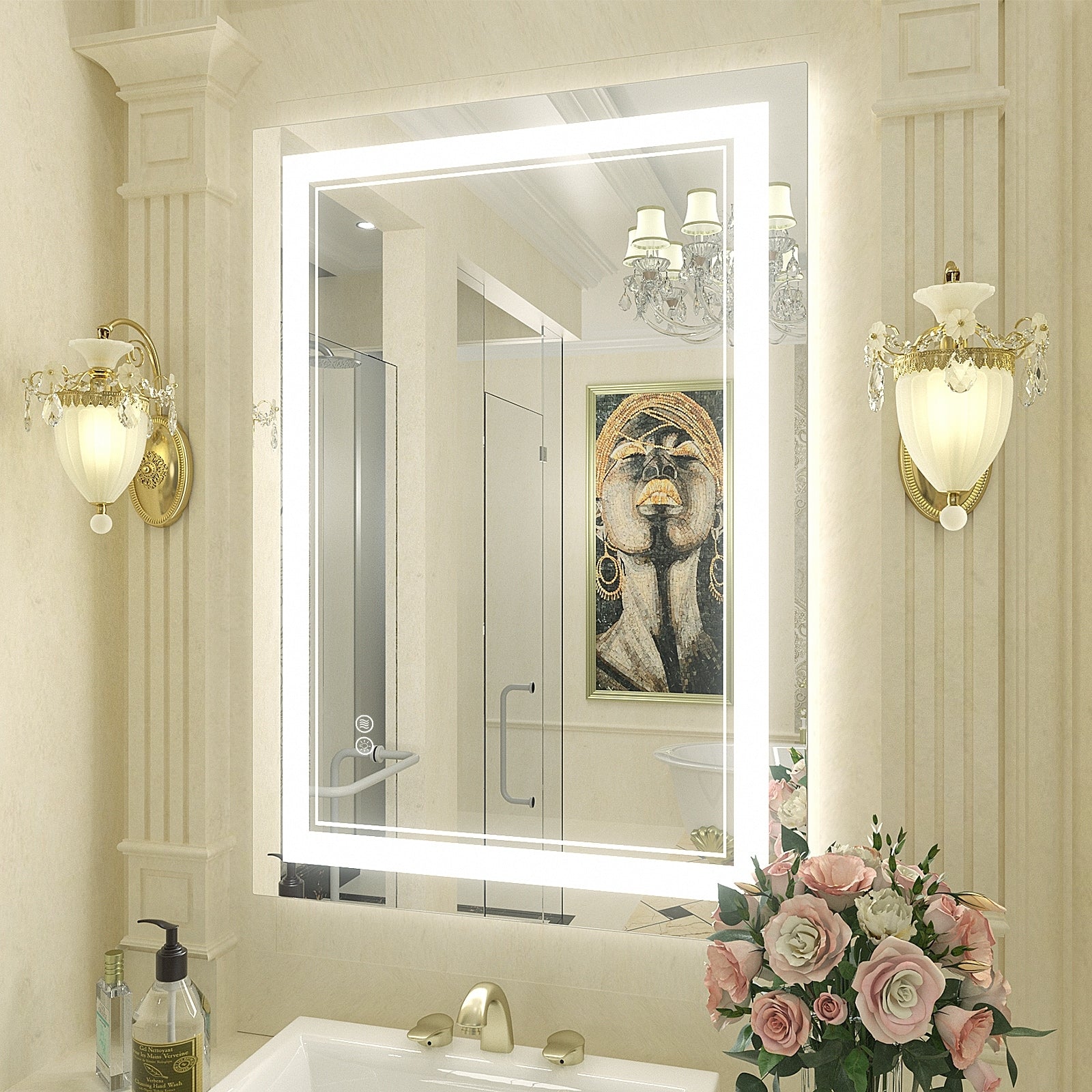 Apmir Frameless LED Anti-fog Bathroom Vanity Mirror in Tempered Glass