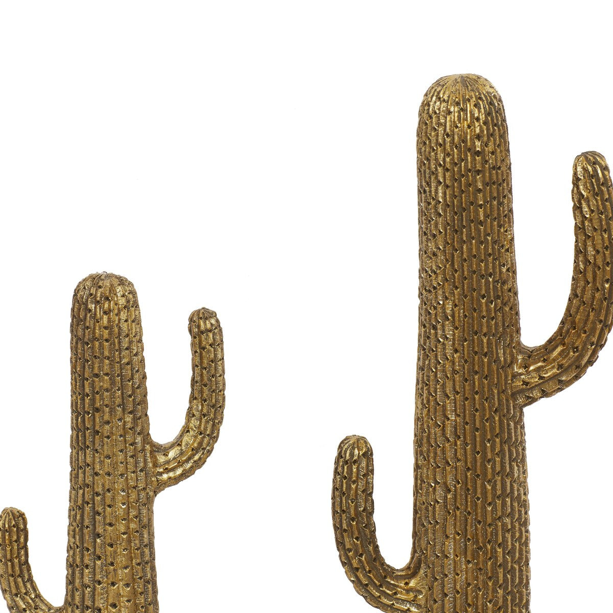 Polystone Cactus Decorative Sculpture - Set of 2 Gold - Roche River Decor