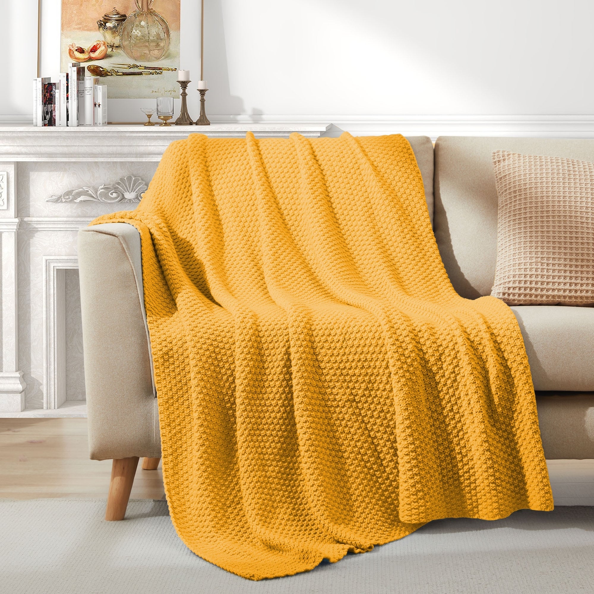 Lightweight and Soft Knit Throw Blanket for Couch