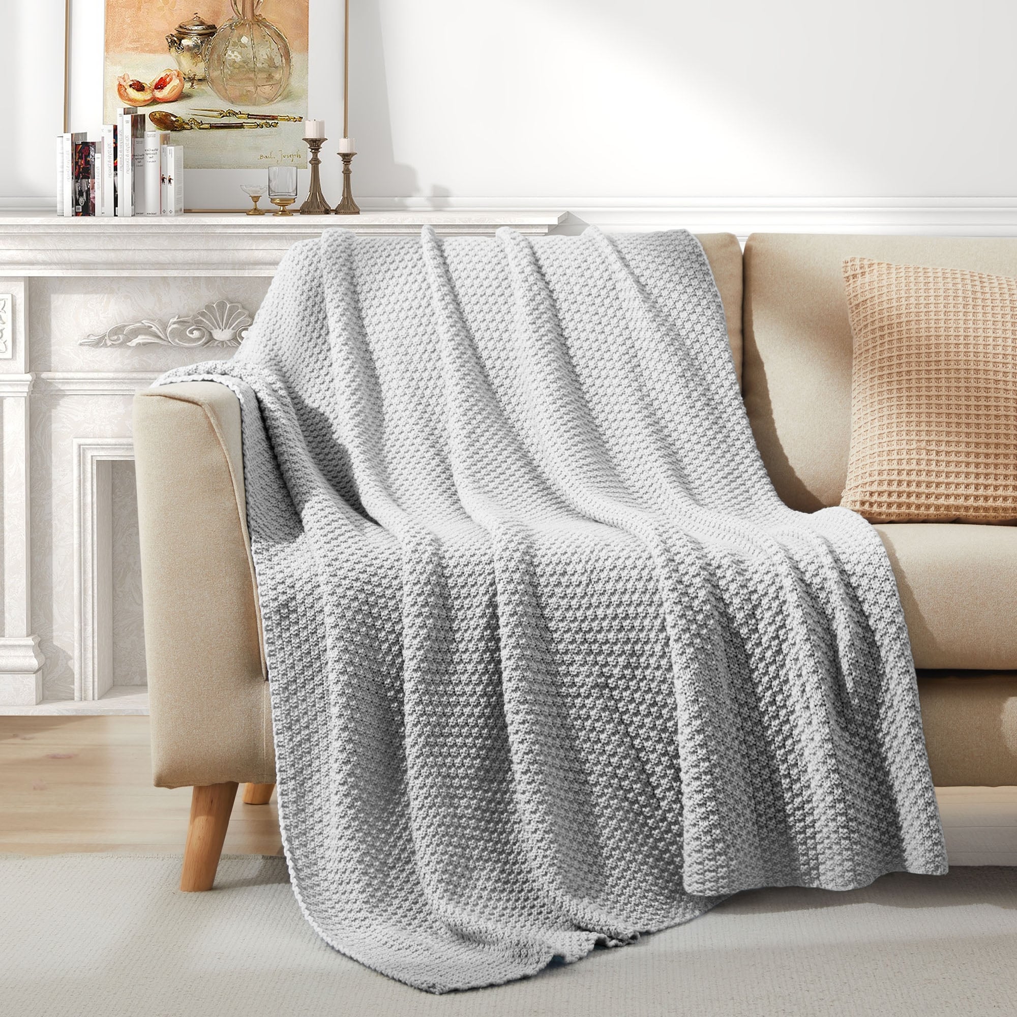 Lightweight and Soft Knit Throw Blanket for Couch