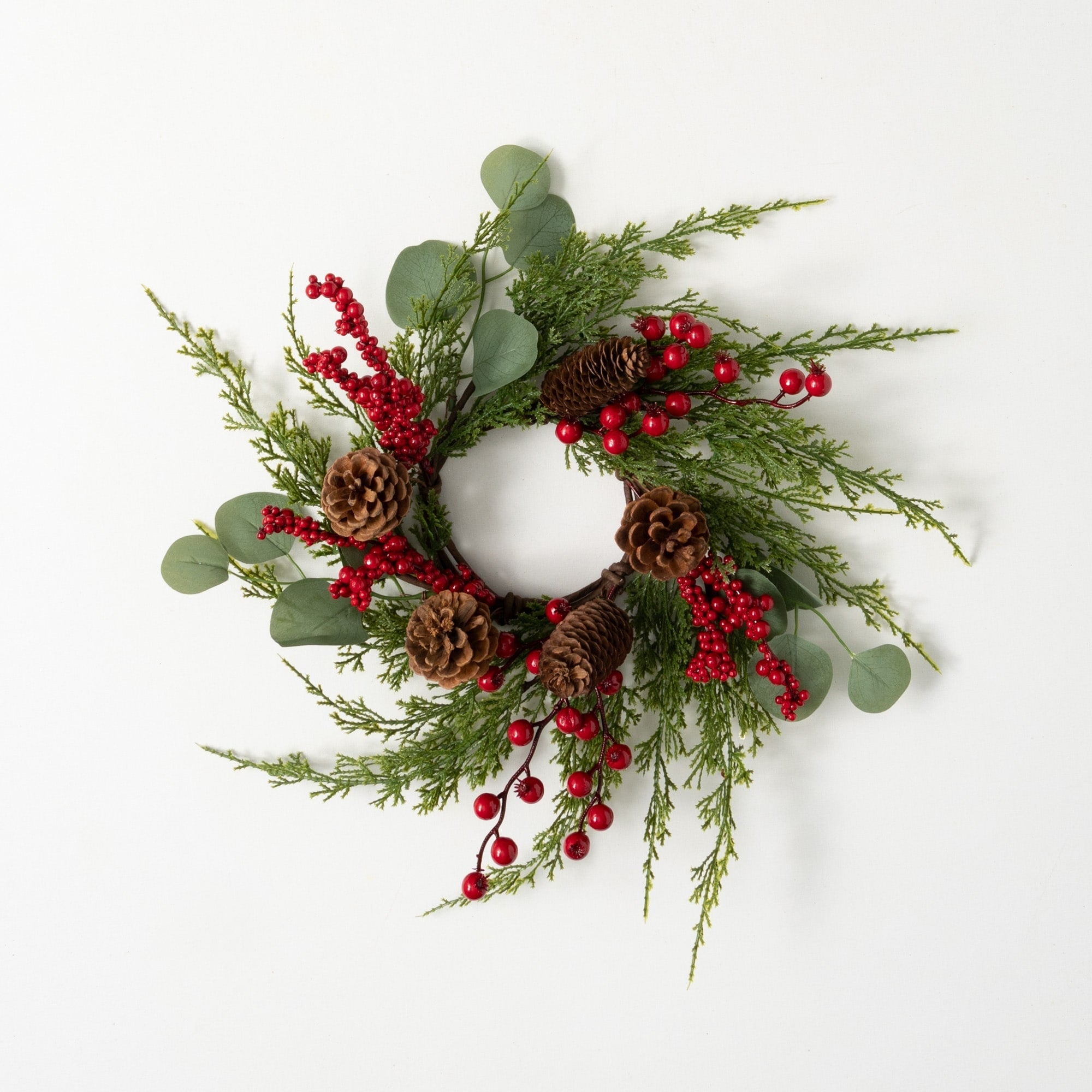 Sullivans Artificial Cedar Berry Christmas Wreath, Green