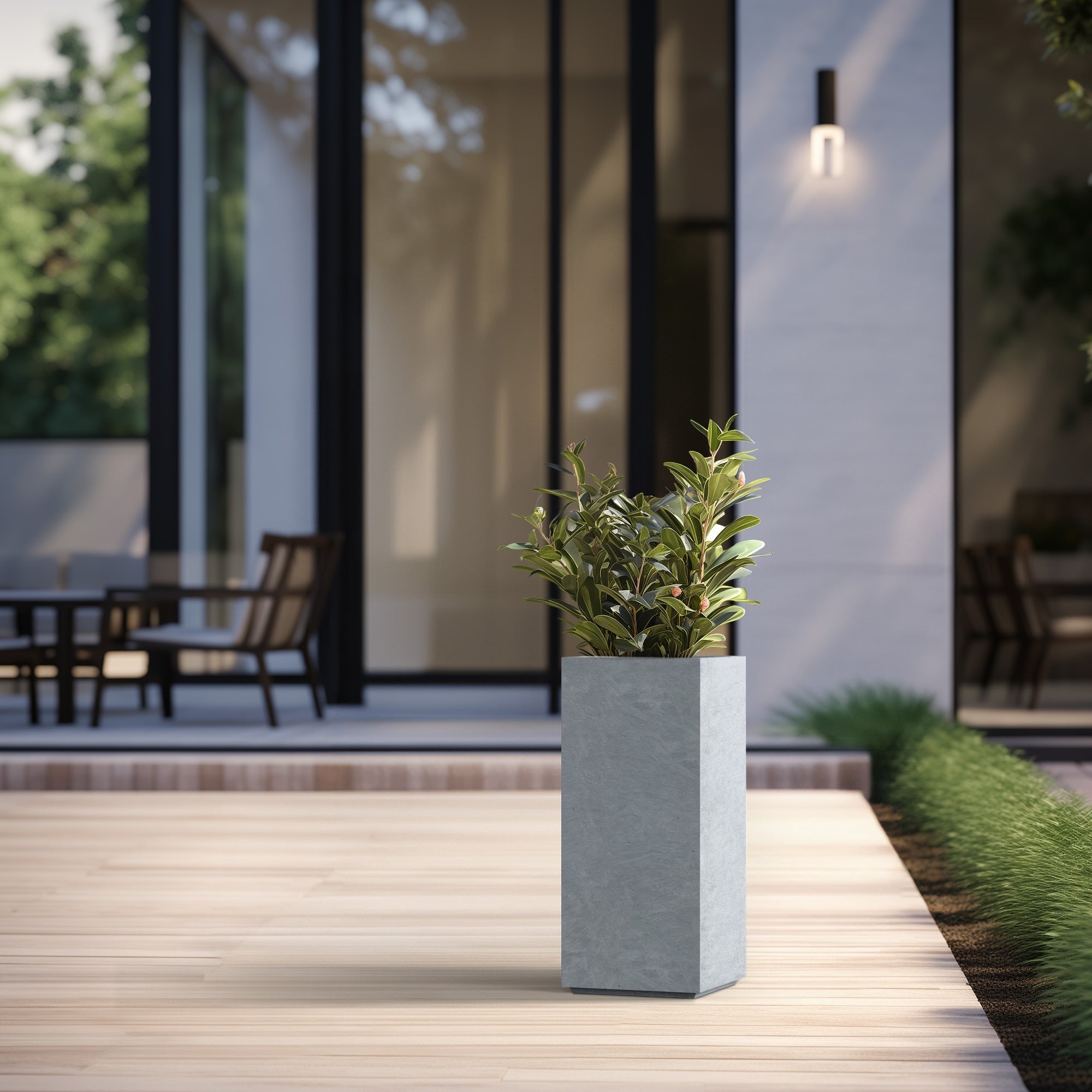 Tall Concrete Rectangle Plant Boxes / Large Indoor and Outdoor Flower Planters