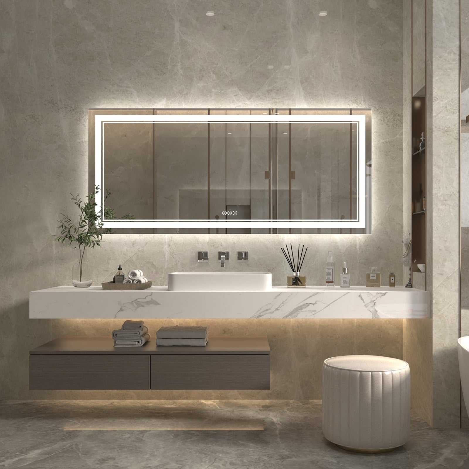 ExBrite Anti-Fog LED Bathroom Mirror with Endless Dimming