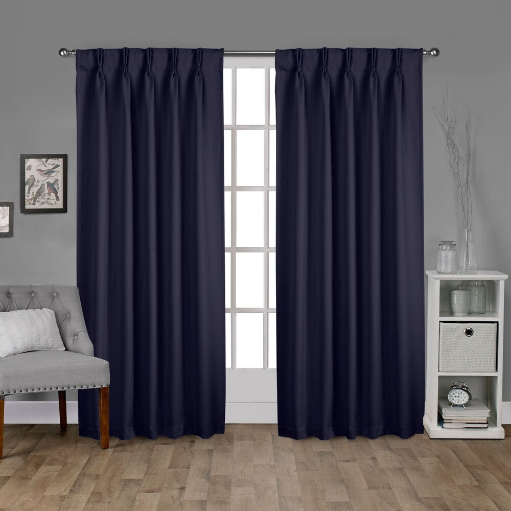 ATI Home Sateen Twill Woven Room Darkening Blackout Pinch Pleat/Hidden Tab Top Curtain Panel Pair