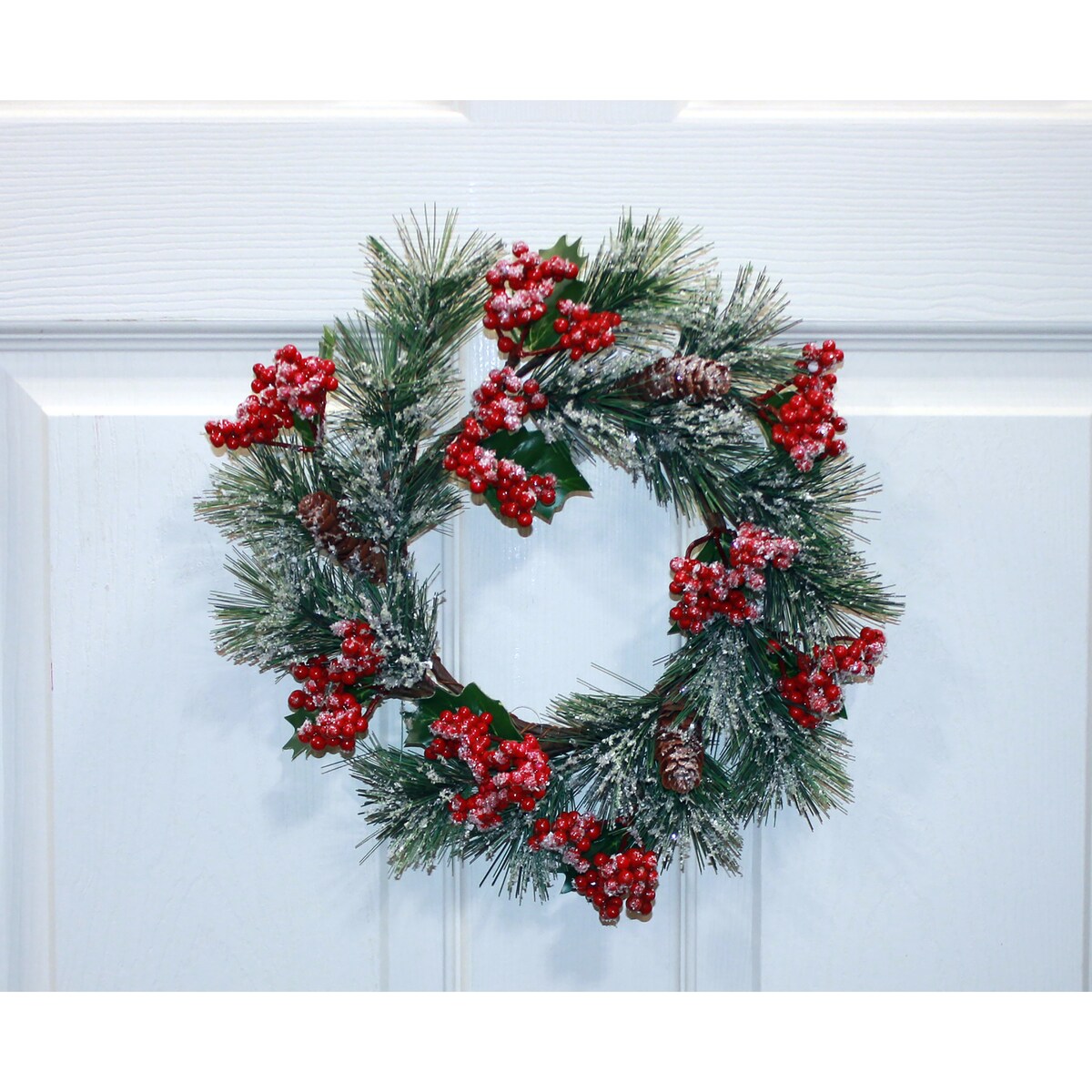 13 Artificial Christmas Mini Wreath And Centerpiece with Snow Berry and Pine - 13