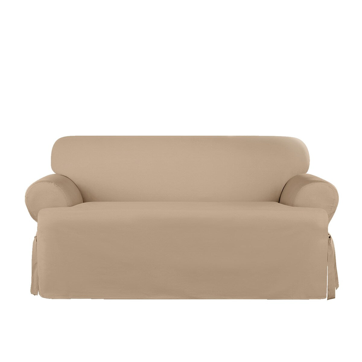 SureFit Heavyweight Cotton Duck 1 Piece T-Cushion Loveseat Cover with Seat Elastic