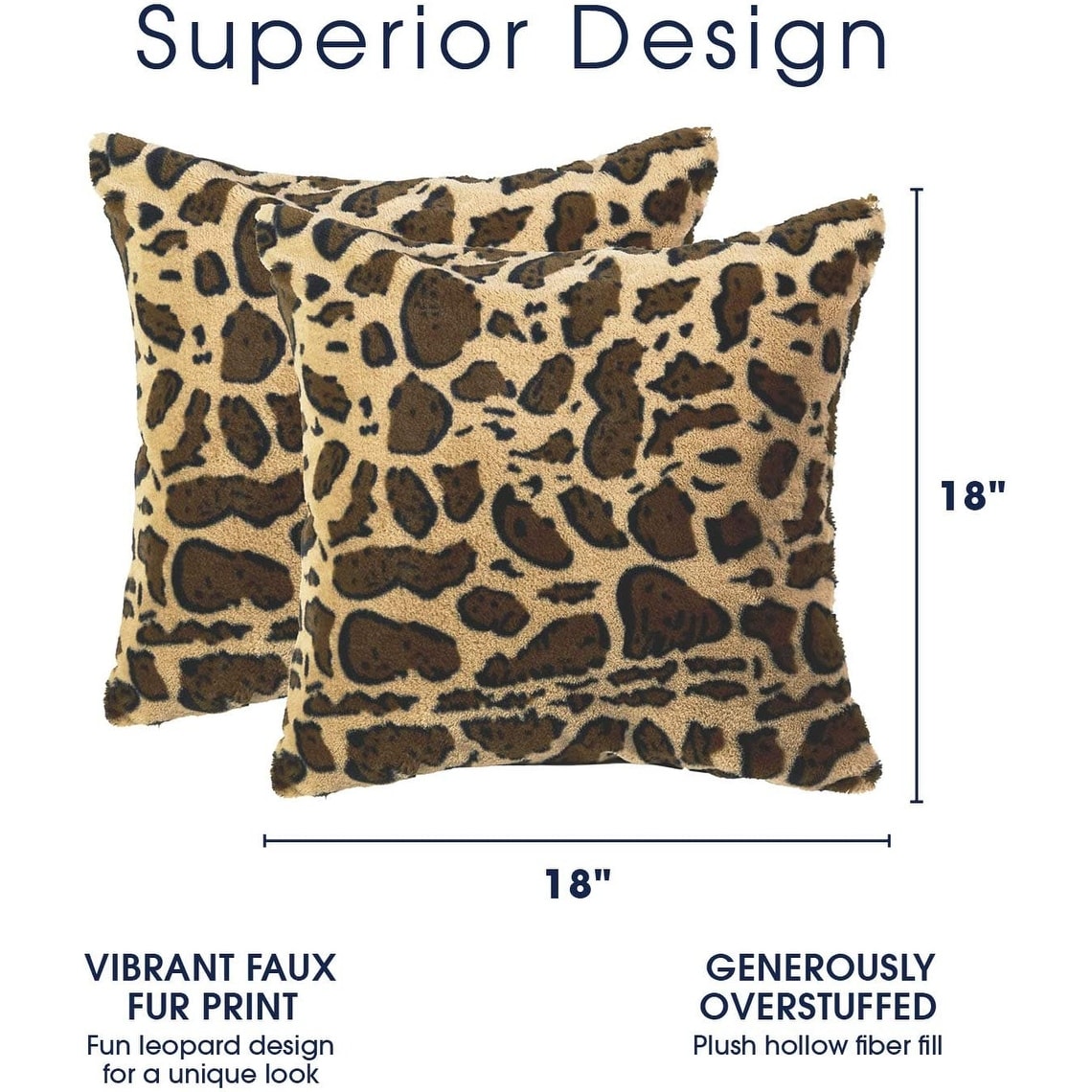 Cheer Collection Set of 2 Faux Fur Leopard Print Lumbar Couch Throw Pillows