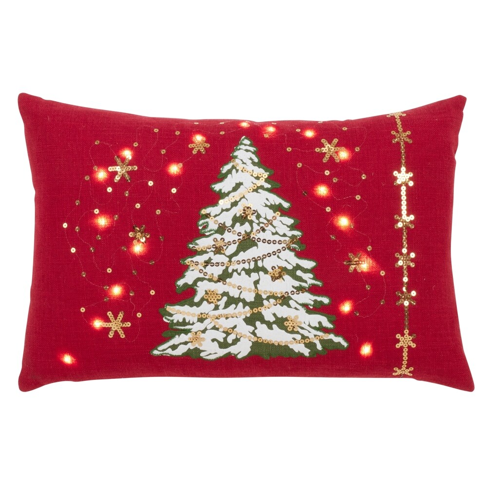 Christmas Tree Throw Pillow With LED Lights