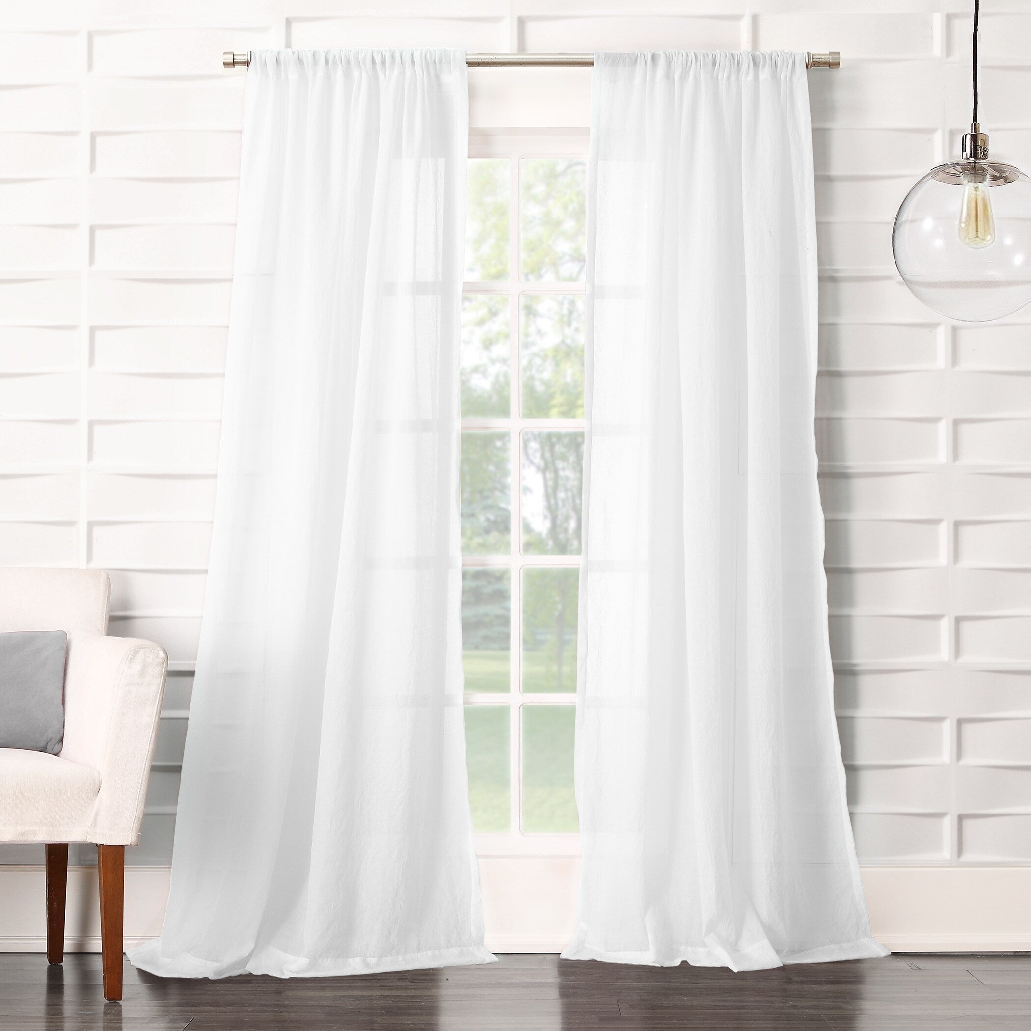 No. 918 Ladonna Crushed Texture Semi-Sheer Rod Pocket Curtain Panel, Single Panel