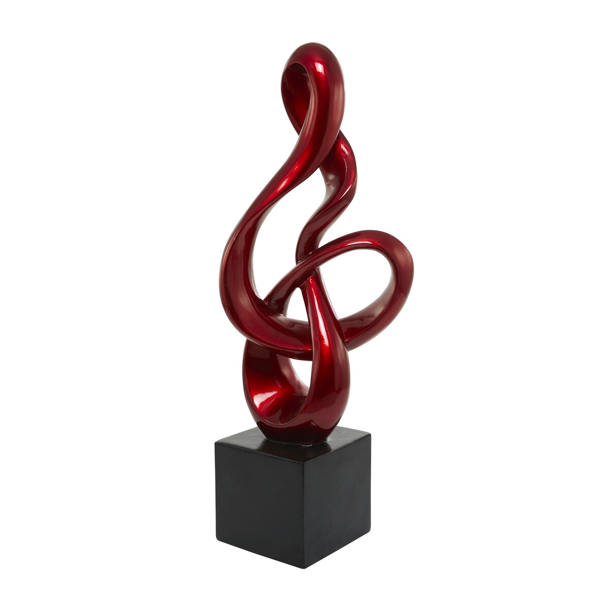 Polystone Abstract Swirl Decorative Sculpture with Black Base - Red - Roche River Decor