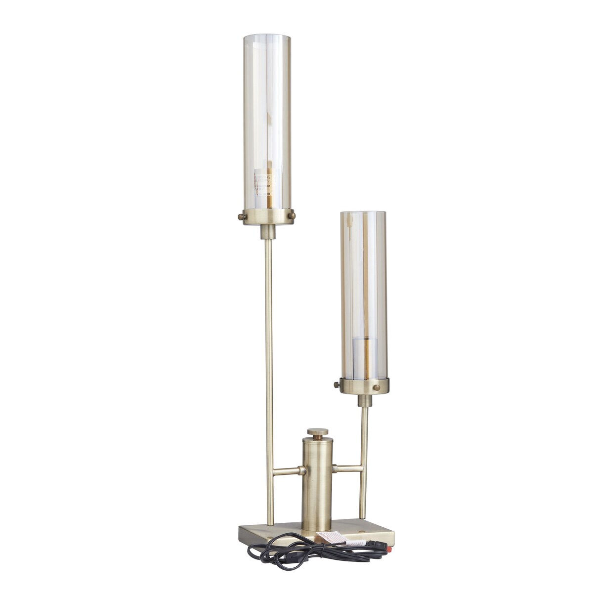 Metal Tall Room Accent Lamp with Cylinder Glass Shades - Gold - Roche River Decor