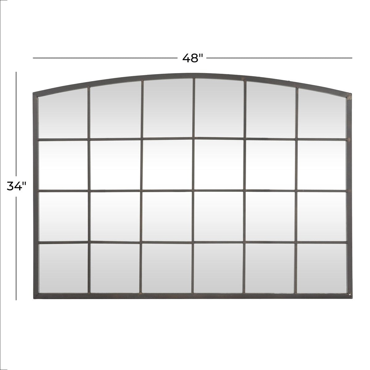 Metal Window Pane Inspired Room Wall Mirror with Arched Top - Roche River Decor