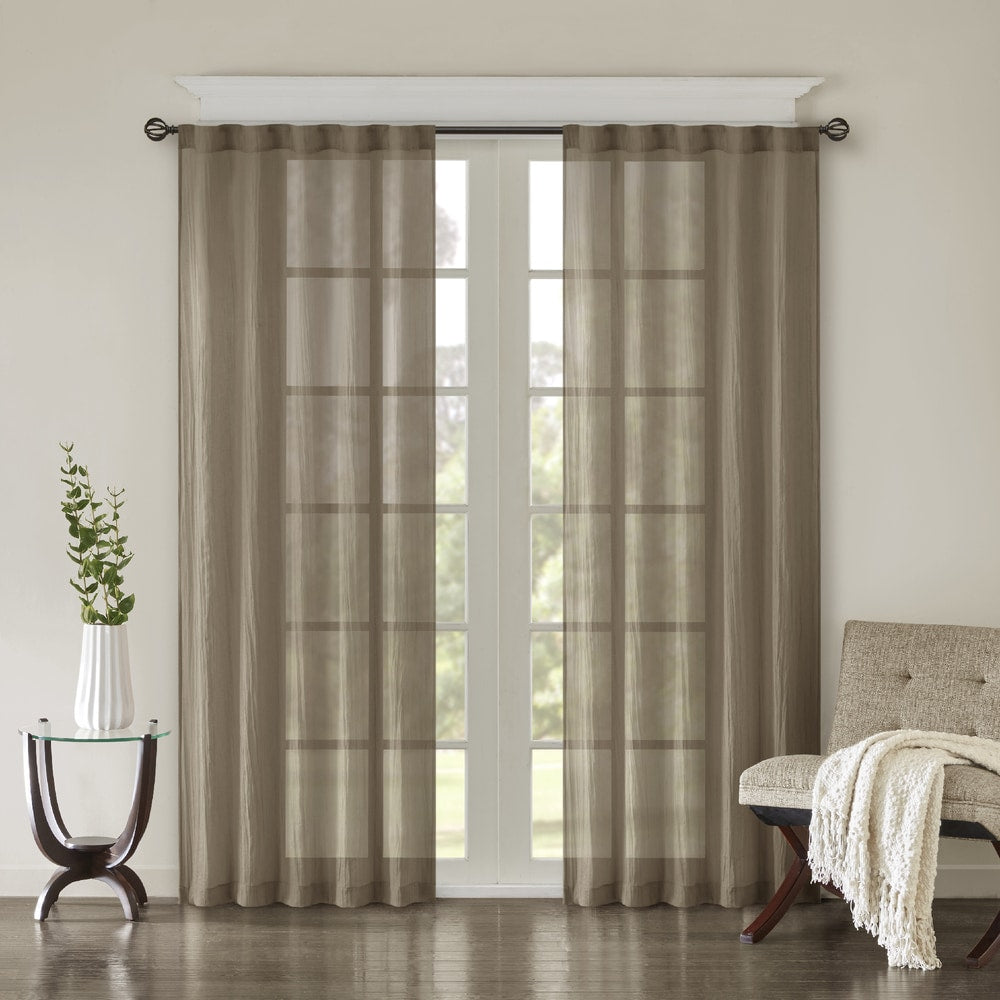 Madison Park Kaylee Solid Crushed Sheer Window Curtain Pair