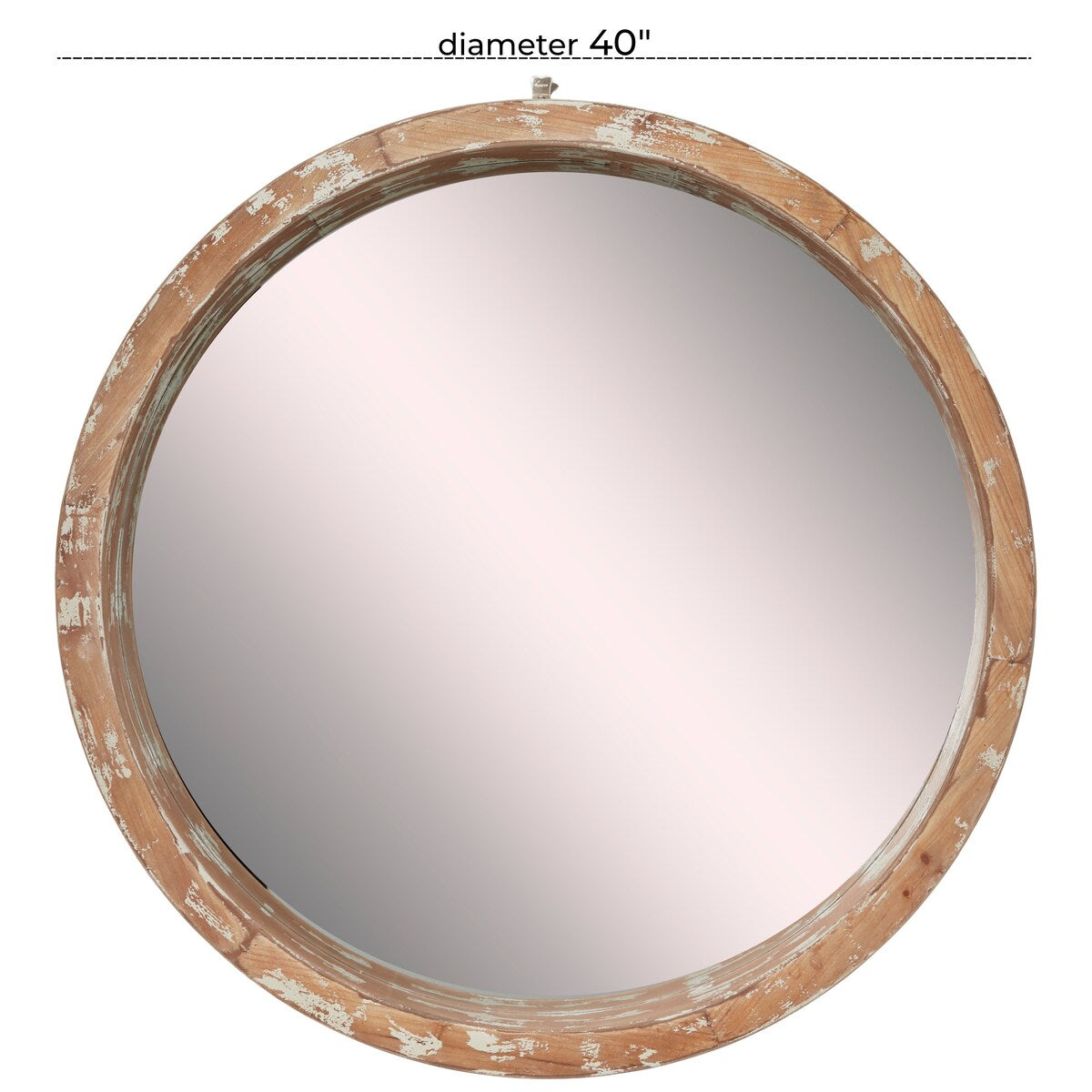 Wood Room Wall Mirror with Cream Distressing - Brown - Roche River Decor