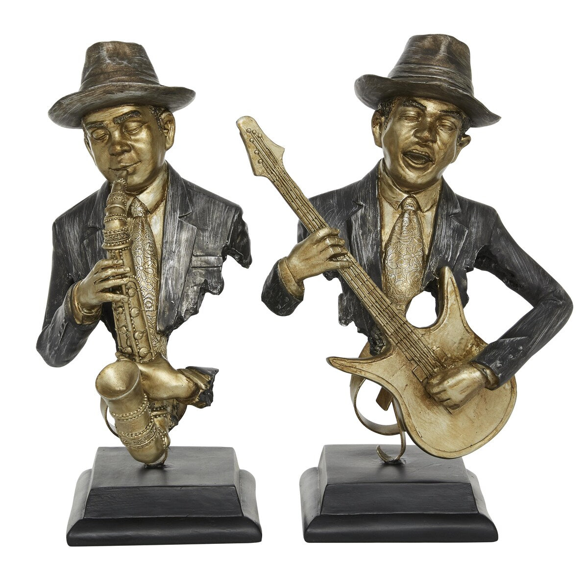 Polystone Musician Decorative Sculpture - Set of 2 Gold - Roche River Decor