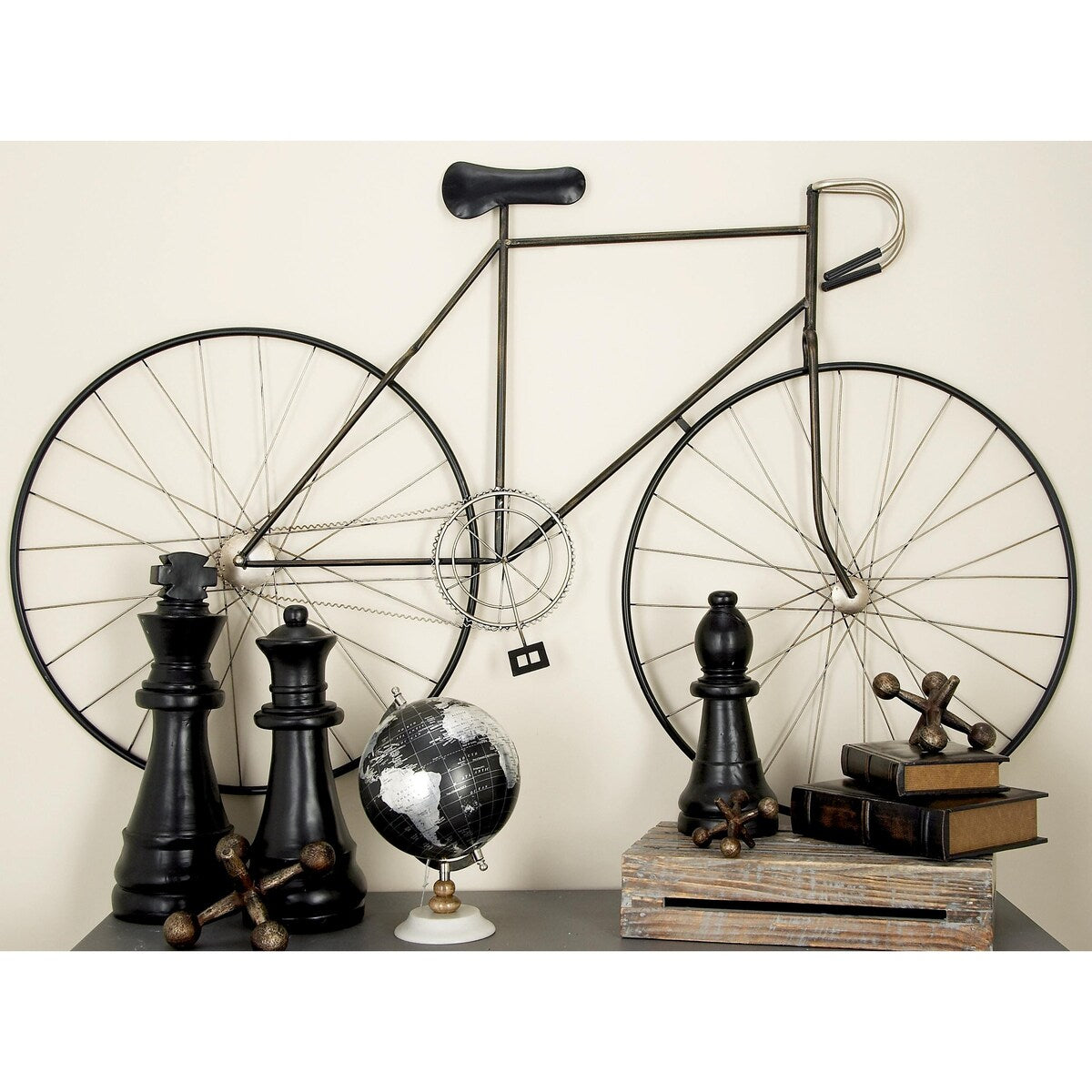 Metal Bike Home Wall Decor with Seat and Handles - Black - Roche River Decor