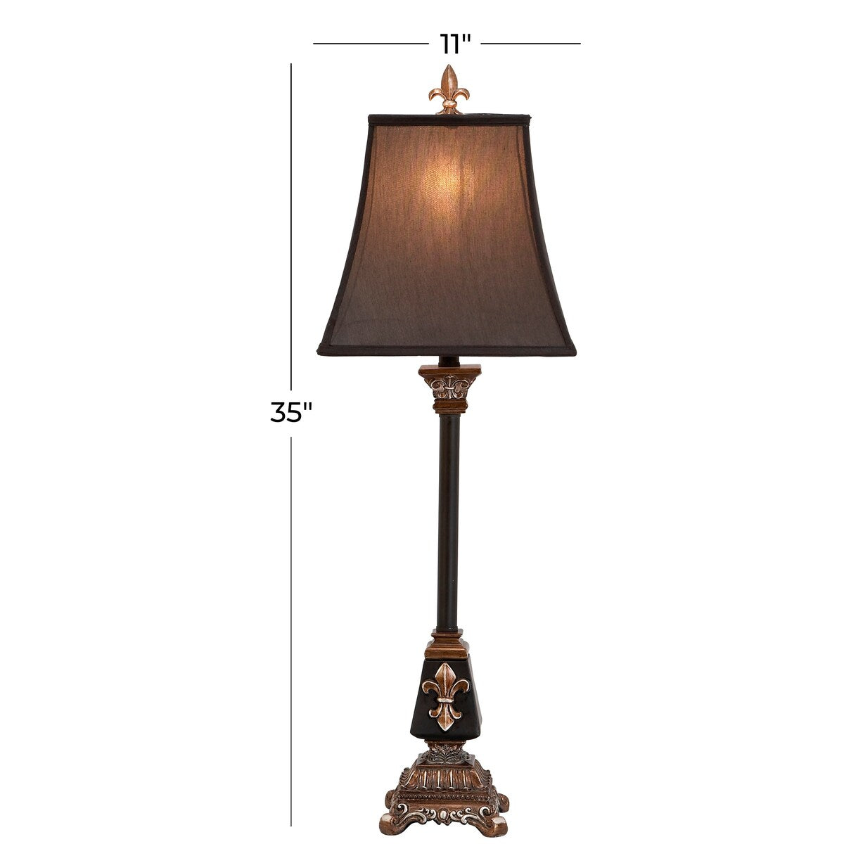 Polystone Fleur De Lis Antique Style Room Buffet Lamp - Black - Roche River Decor