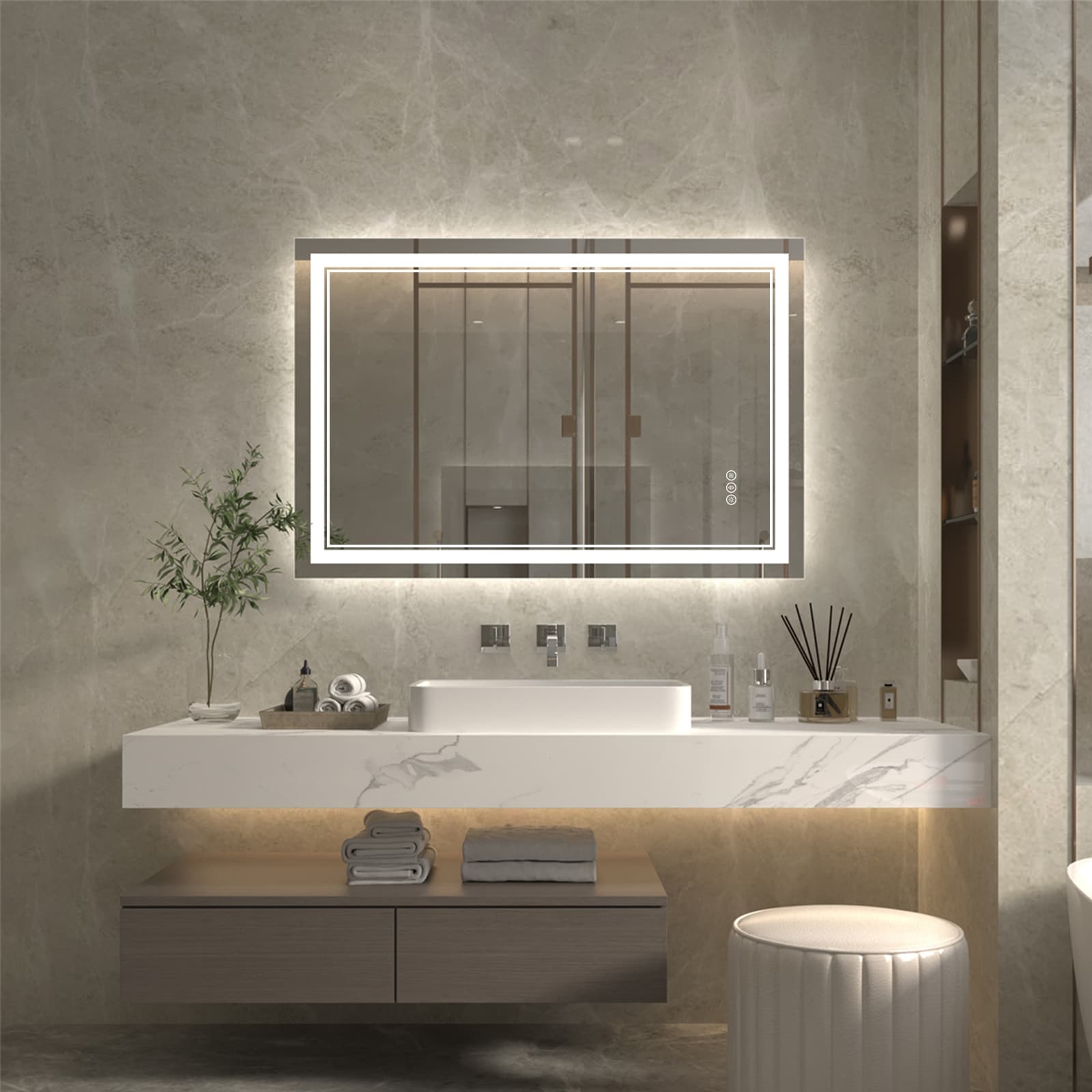 ExBrite Anti-Fog LED Bathroom Mirror with Endless Dimming