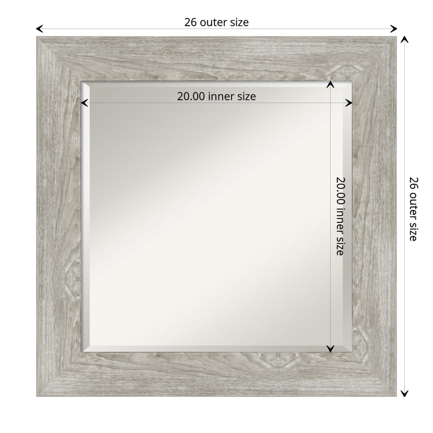 Beveled Bathroom Wall Mirror - Dove Greywash Frame