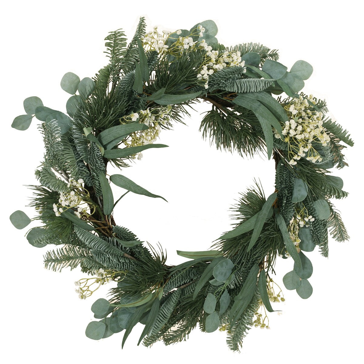 30In Eucalyptus Leaves, Pine Twigs, Stars Wreath - As Picture Show