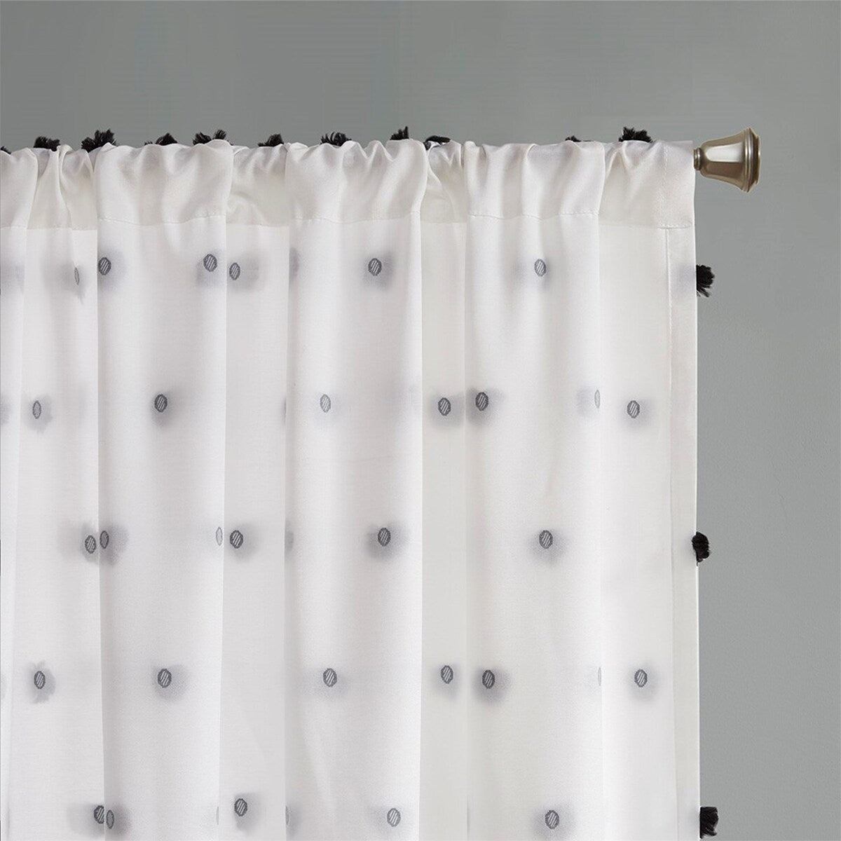 Pom Pom Embellished Curtain Panel(Only 1 Pc Panel)