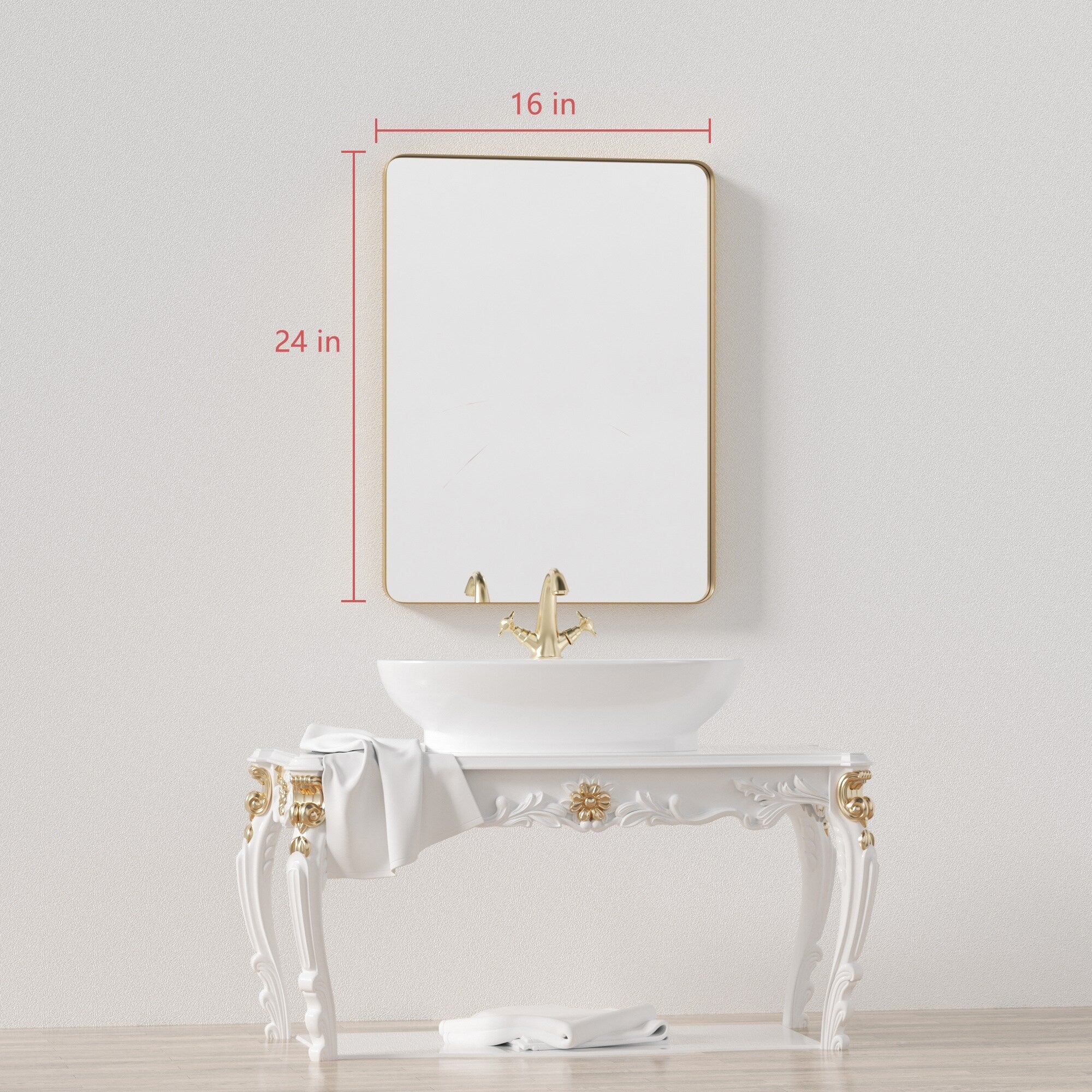 Wall Mirror Vanity Mirror Bathroom Mirror with Round Corner (1 Piece)