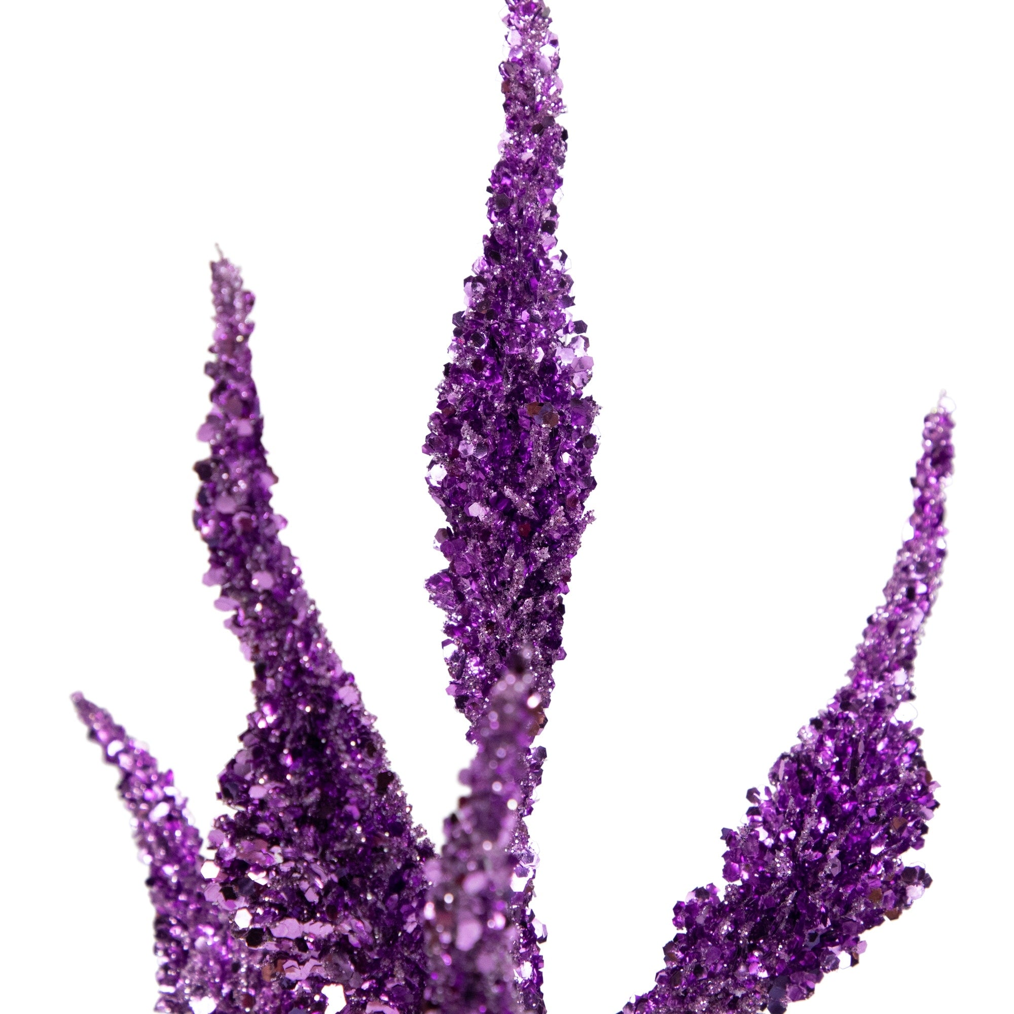 21 Purple Glittered Leaves Christmas Spray