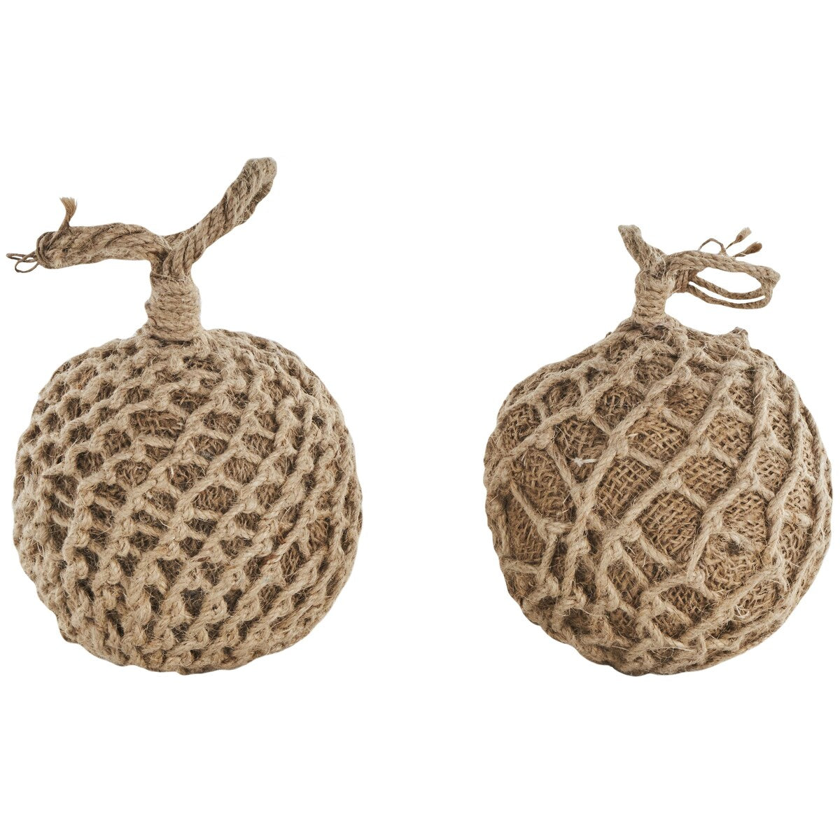 Cement Stone Knot Handmade Woven Layered Orb Decorative Sculpture with Handles - Set of 2 Brown - Roche River Decor