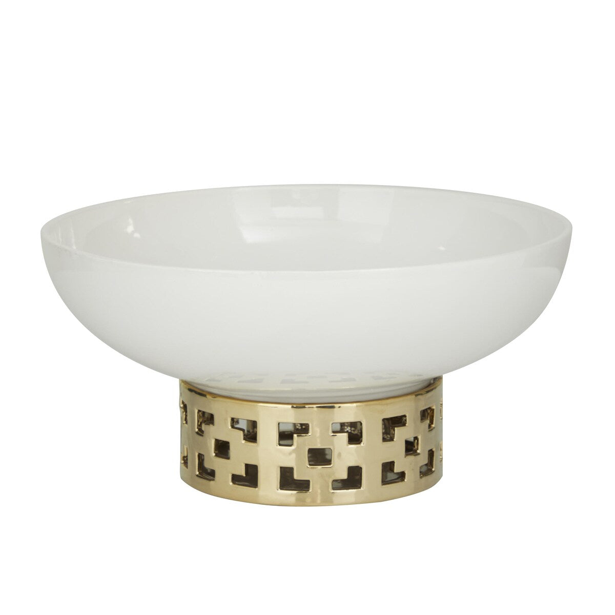 Ceramic Geometric Decorative Decorative Bowl - White - CosmoLiving by Cosmopolitan