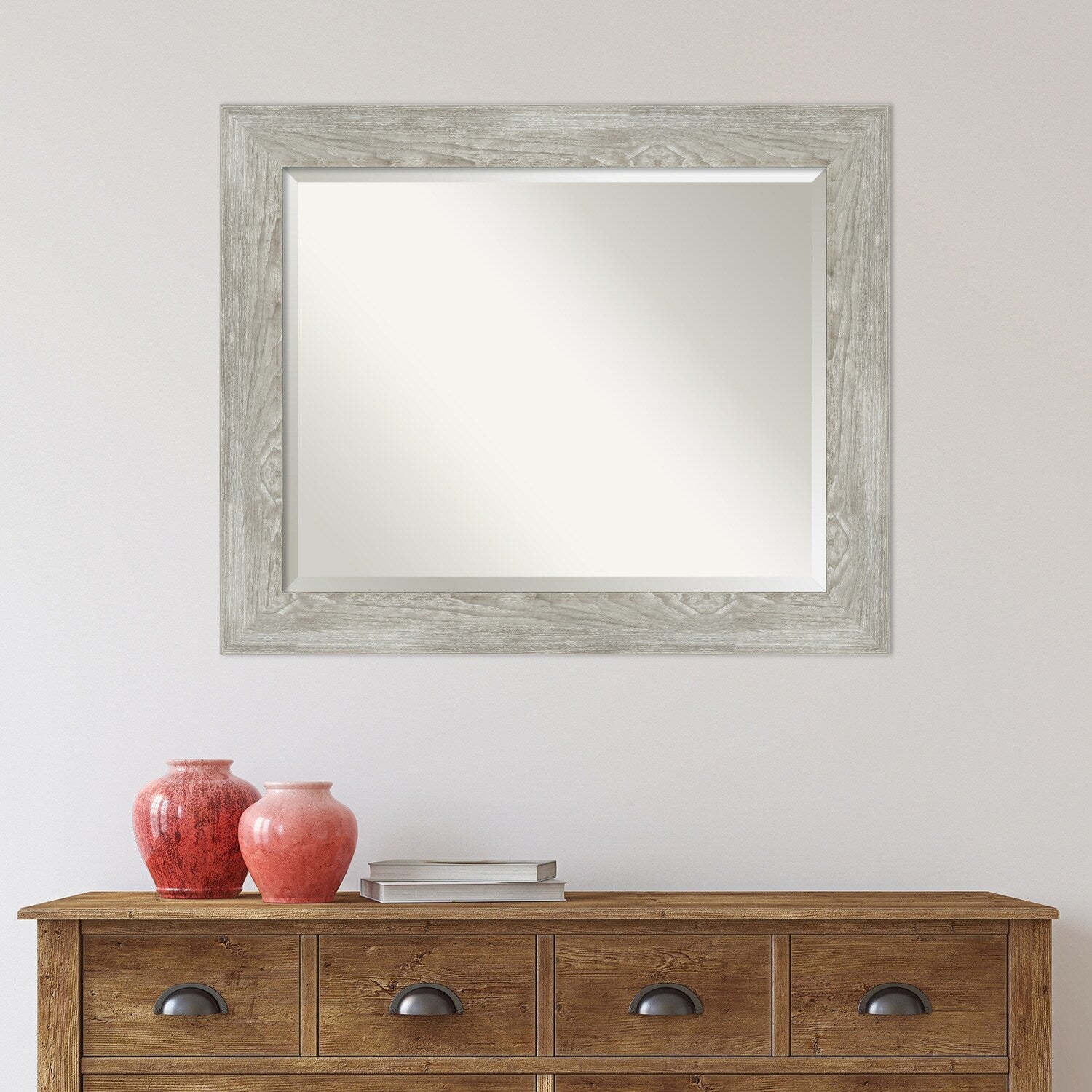 Beveled Bathroom Wall Mirror - Dove Greywash Frame