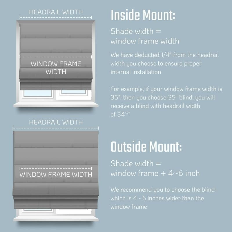 Roman Shades for Windows, 100% Blackout Shades, Cordless Pull DownWindow Shades, Shades for Indoor Windows