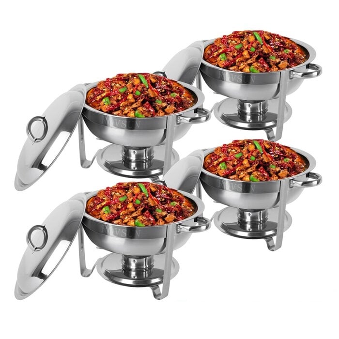 5Qt Stainless Steel Chafing Dish Round Chafer Buffet Catering Warmer Set