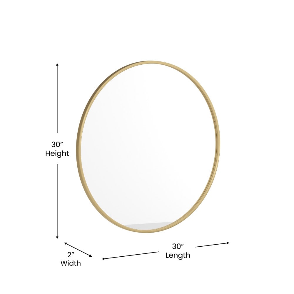 Wall Mount Shatterproof Round Accent Wall Mirror with Metal Frame