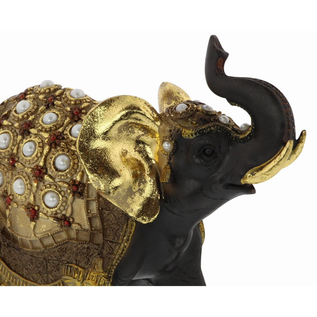 Polystone Elephant Handmade Decorative Sculpture with Ornate Dresswear and Pearl Accents - Set of 3 Gold - Roche River Decor