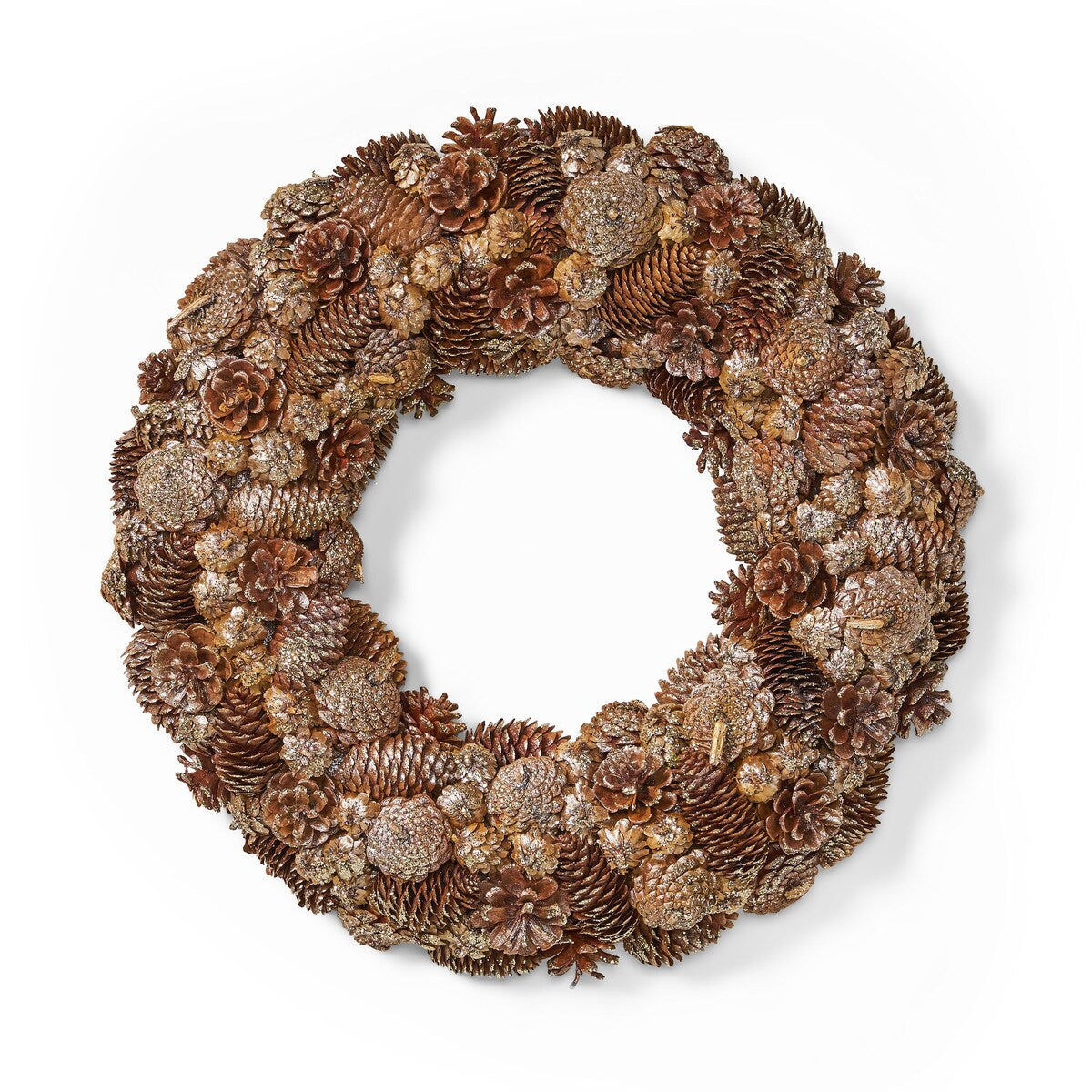 Modern 18.5 Pine Cone Christmas Wreath - Champagne