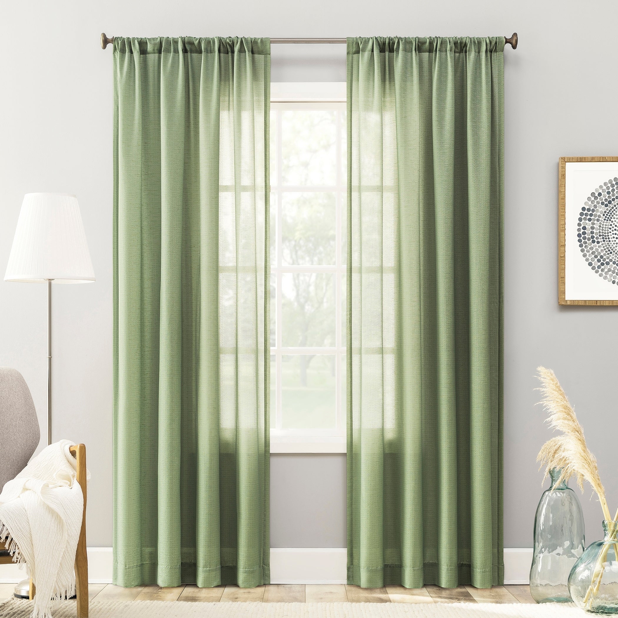 No. 918 Amalfi Linen Blend Semi-Sheer Rod Pocket 1-Piece Curtain Panel, Single Panel