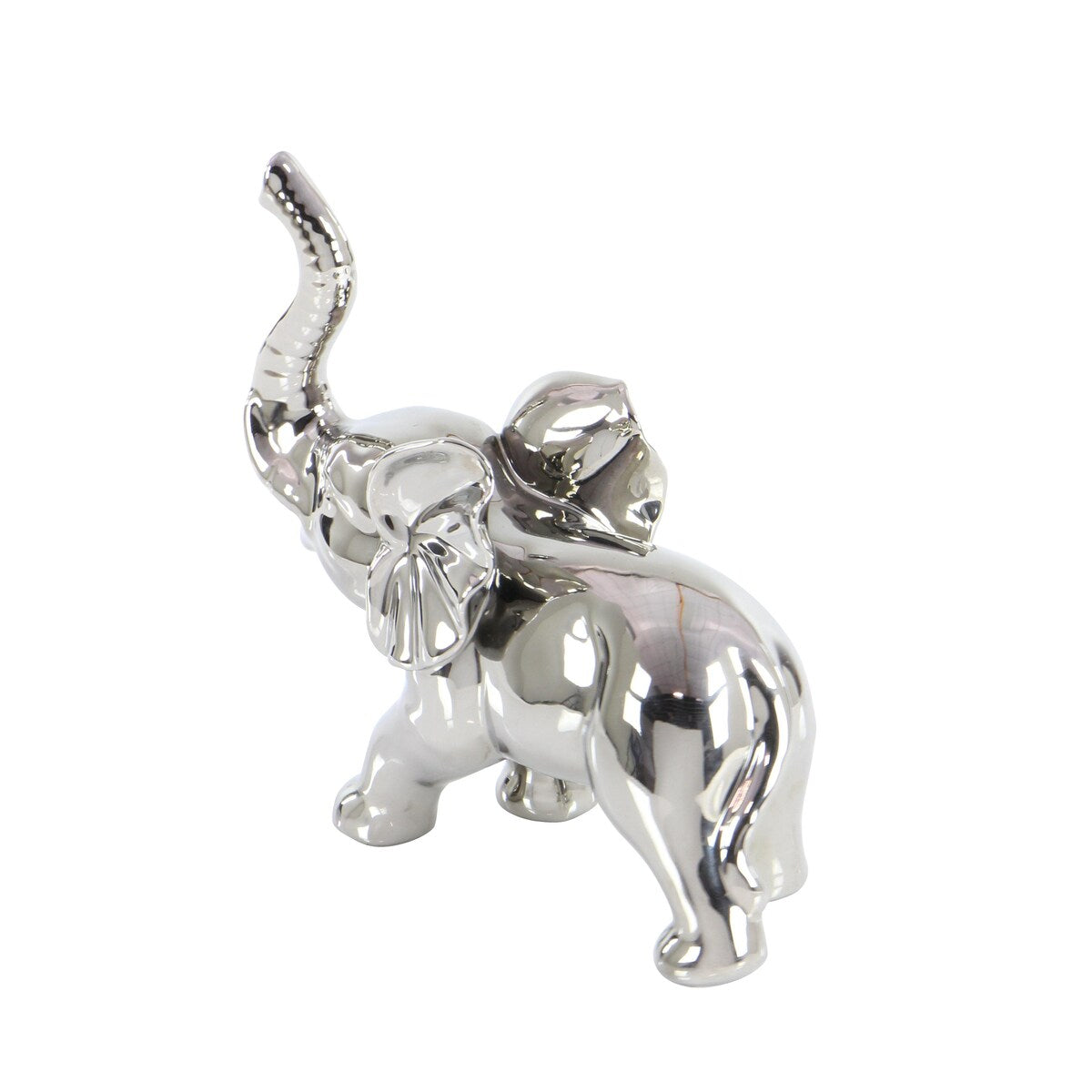 Porcelain Ceramic Elephant Decorative Sculpture - Silver - Roche River Decor