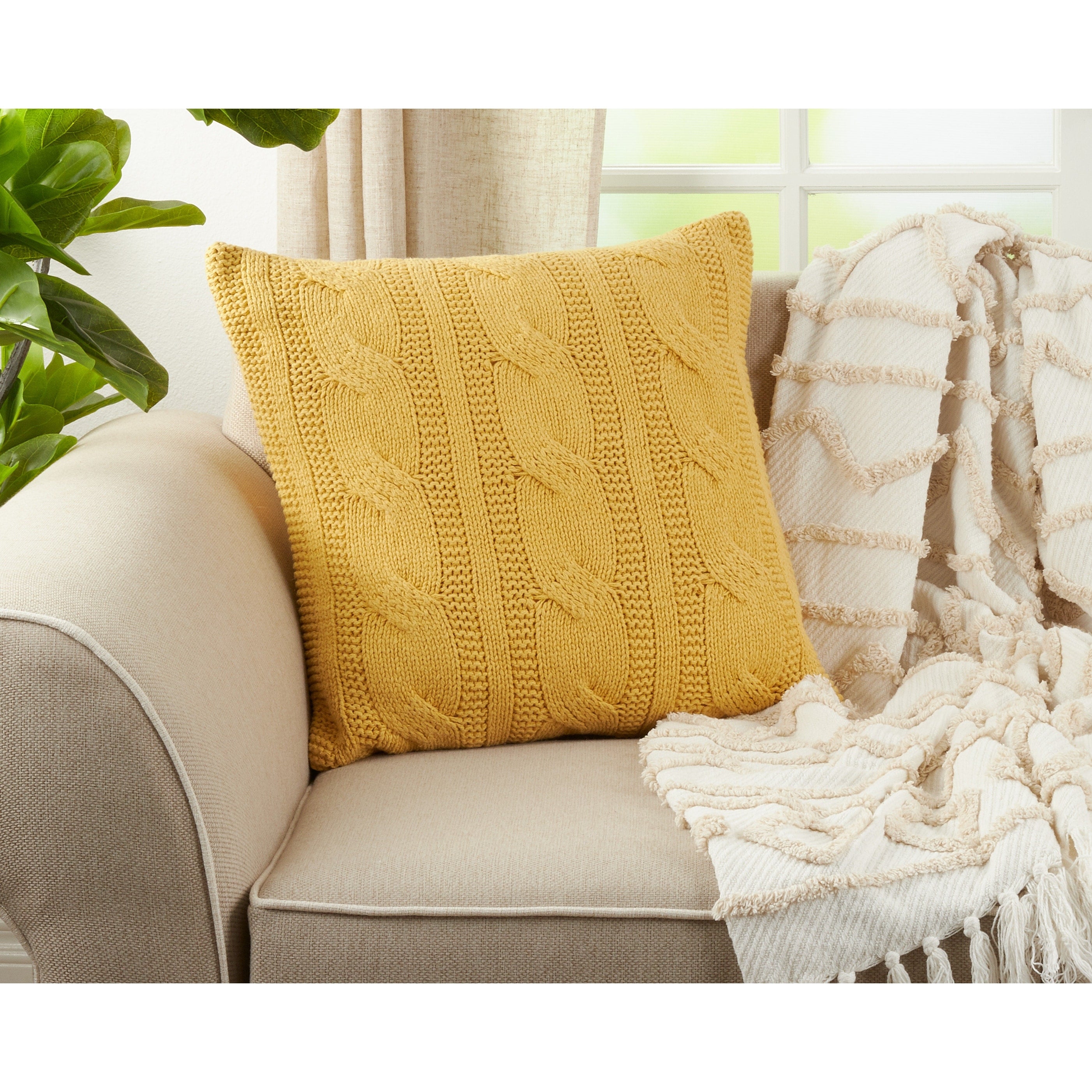 Cable Knit Design Throw Pillow