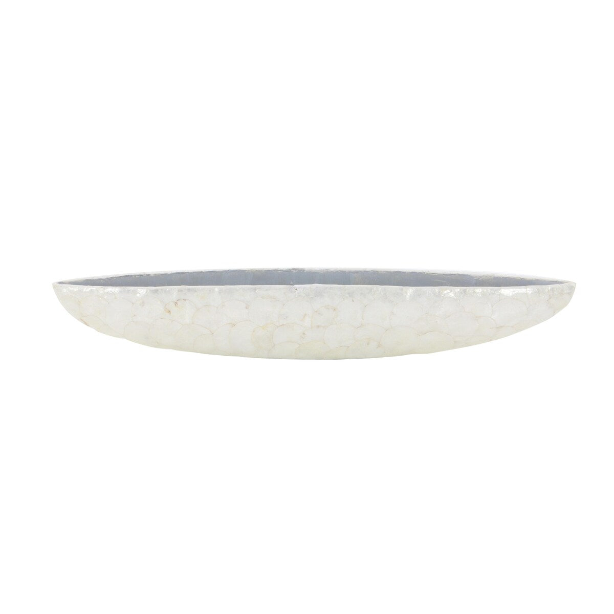 Capiz Shell Long Oval Decorative Decorative Bowl with Mosaic Shell Accents - White - Roche River Decor