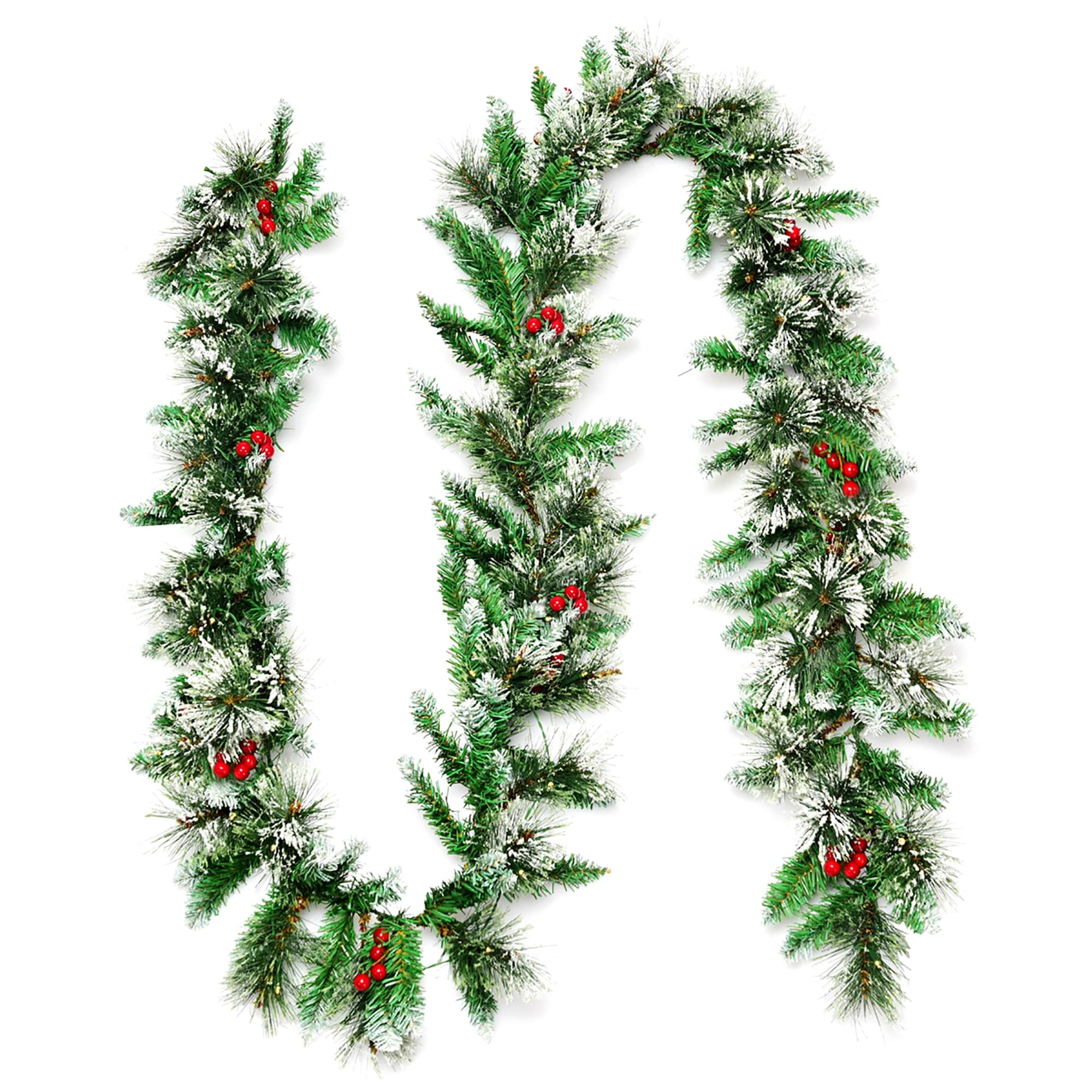 9FT Pre-Lit Artificial Christmas Garland with 50 LED Lights and Timer - Green