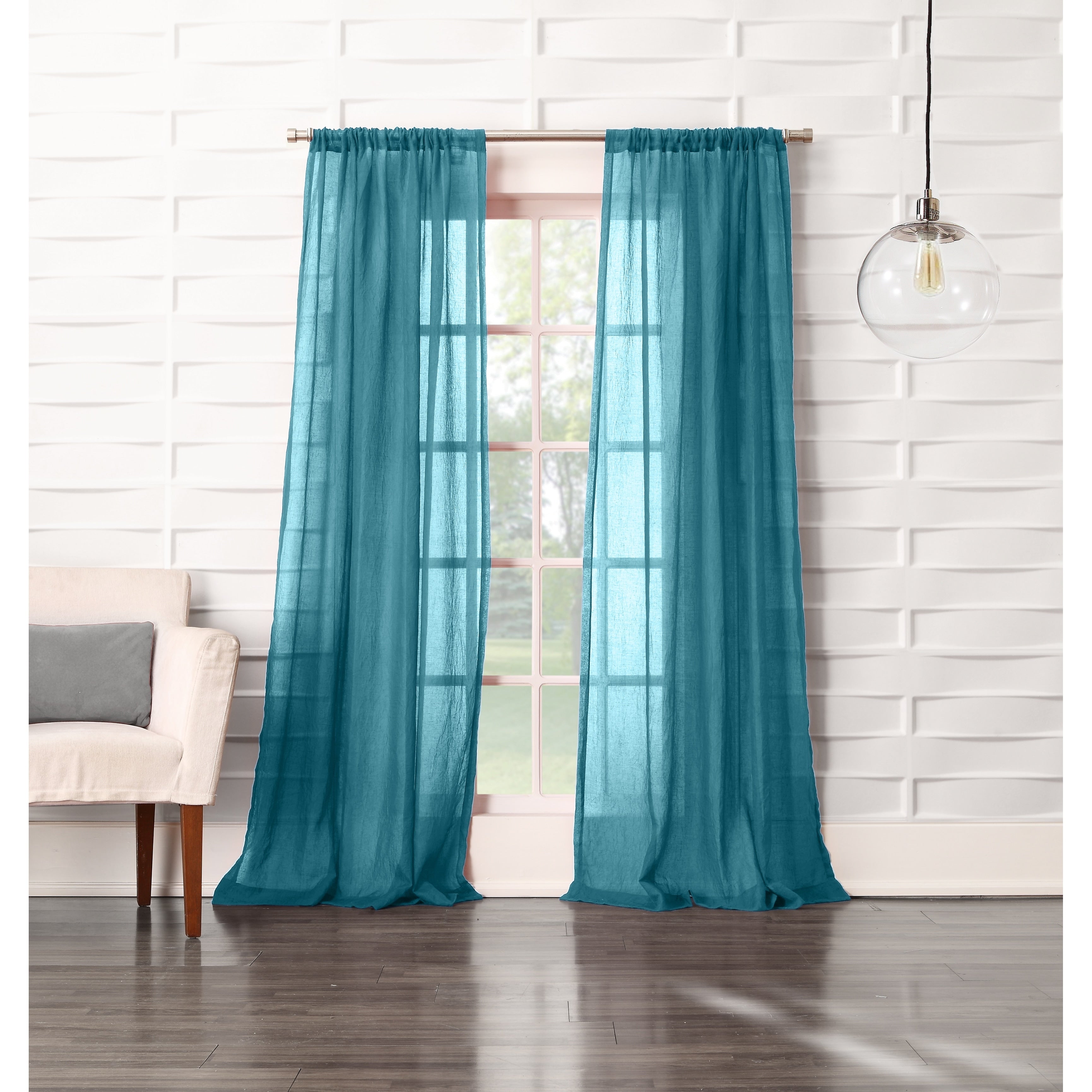 No. 918 Ladonna Crushed Texture Semi-Sheer Rod Pocket Curtain Panel, Single Panel