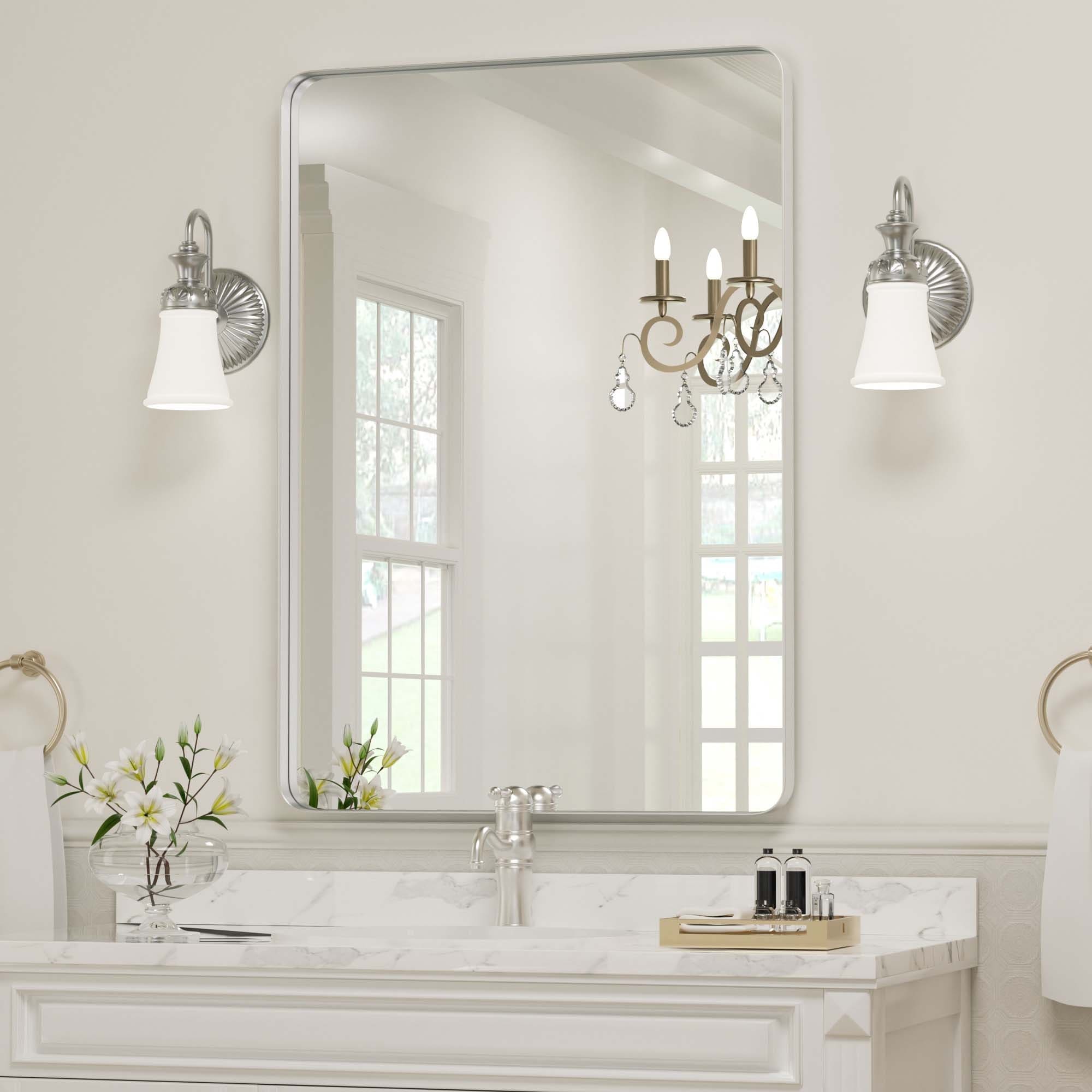 Wall Mirror Vanity Mirror Bathroom Mirror with Round Corner (1 Piece)