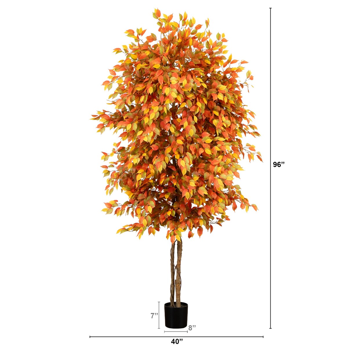 8' Autumn Ficus Artificial Fall Tree