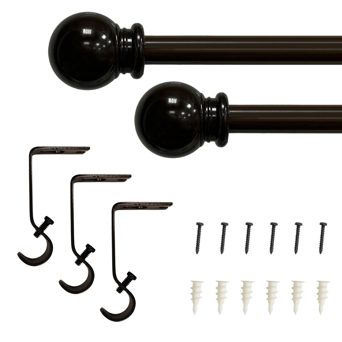 Lumi 5/8 Single Curtain Rod Set Oil Rubbed Bronze/Silver-Ball finials