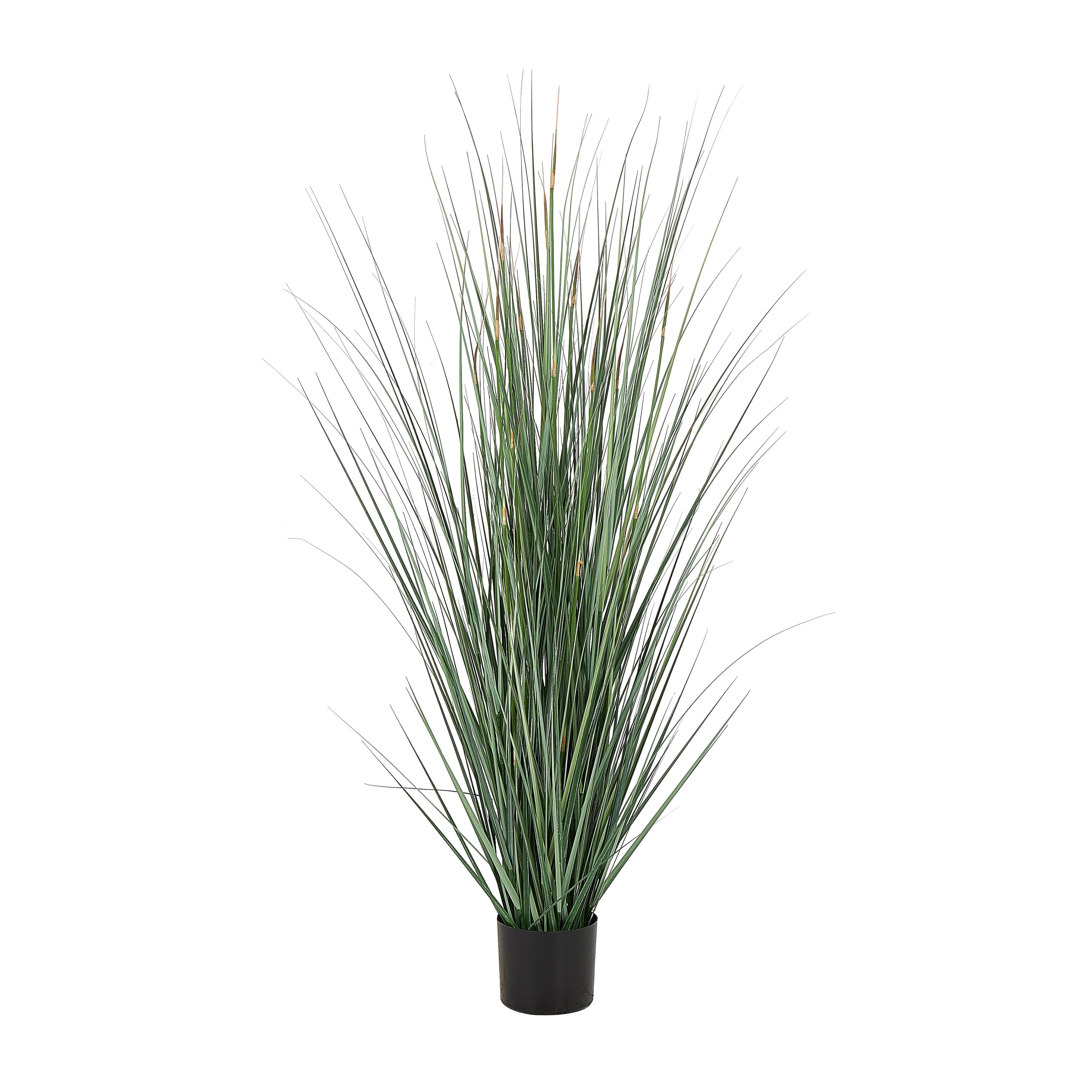 Green Faux Foliage Tall Onion Grass Artificial Plant with Black Plastic Pot