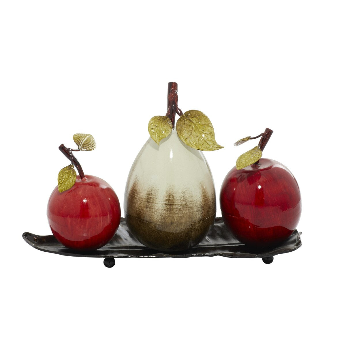 Metal Fruit Decorative Decorative Sculpture with Platter - Red - Roche River Decor