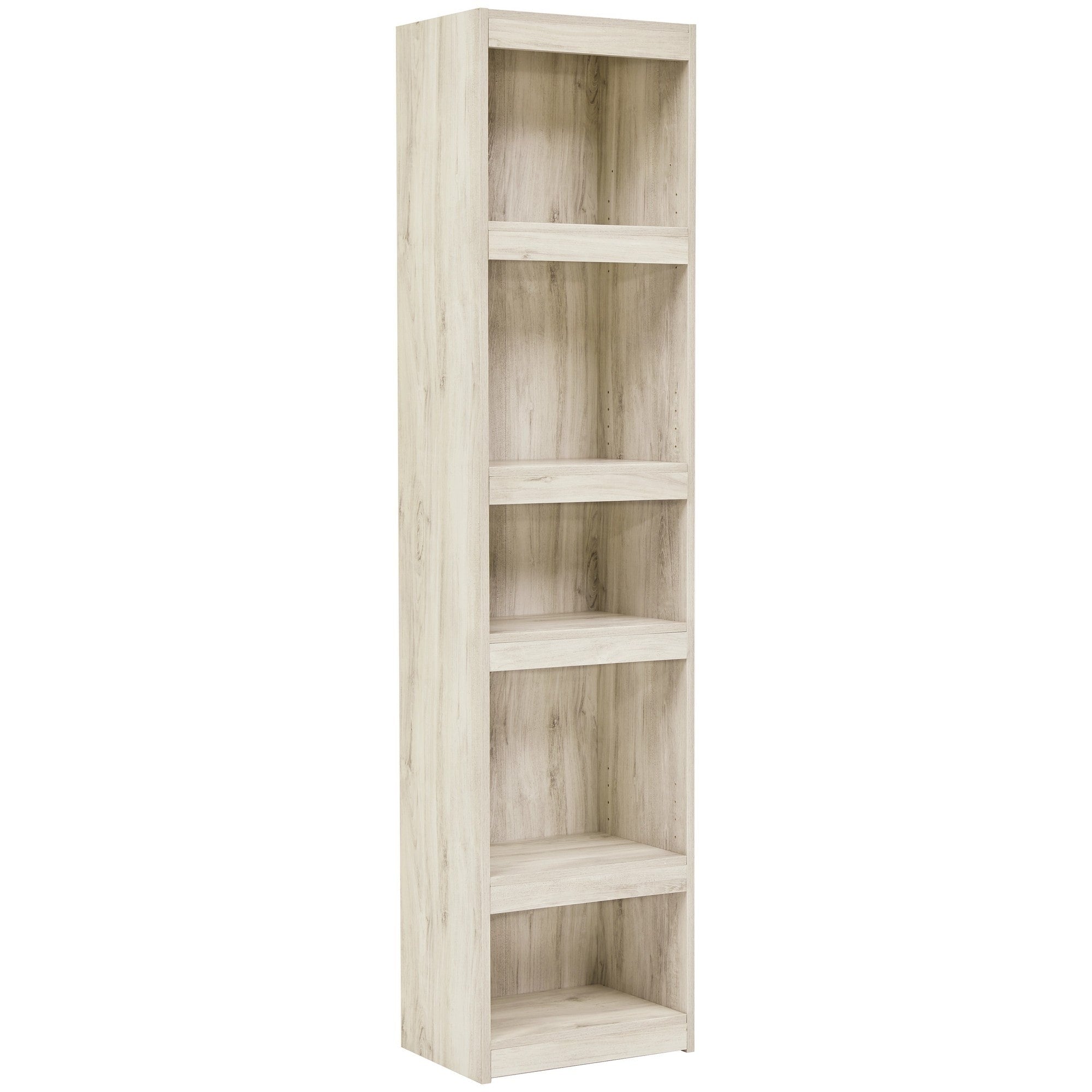 72 Inches 5 Tier Wooden Pier with Adjustable Shelves, Washed White