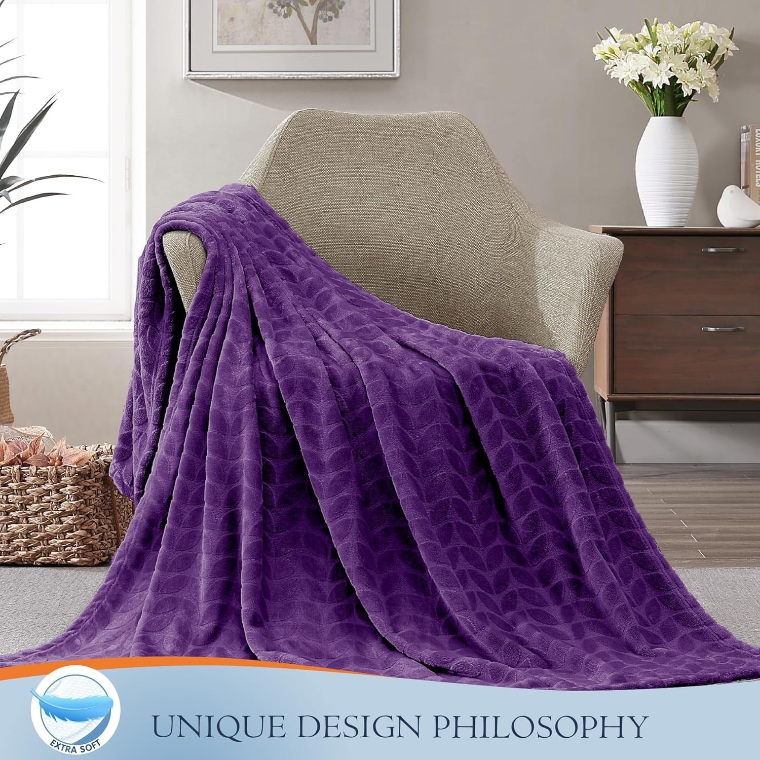 Walensee Fleece Throw Blanket Soft and Lightweight for Couch, Sofa, Bed and Lounge Chair, 50x60