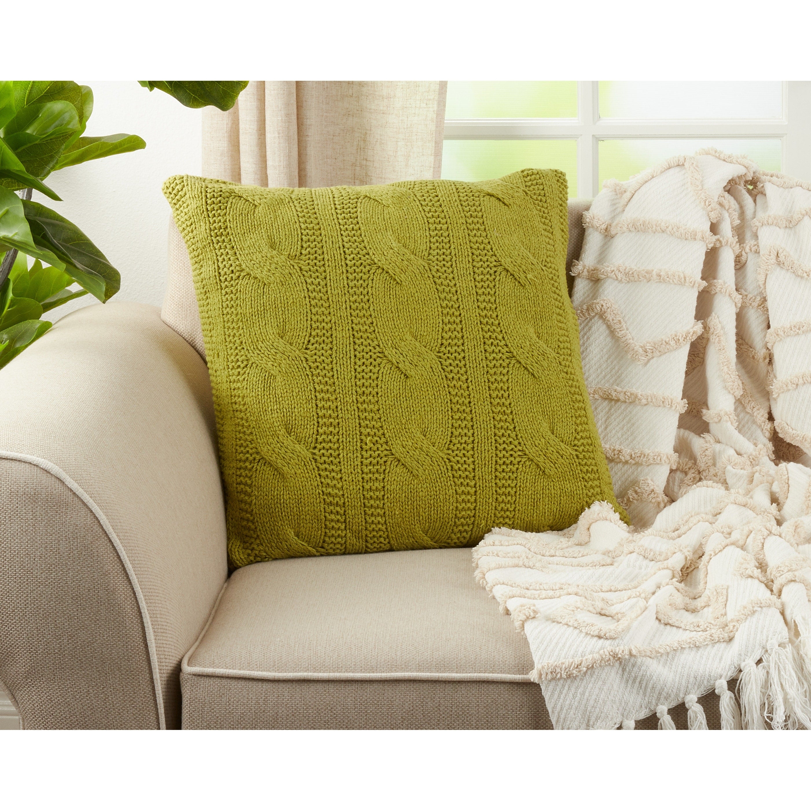 Cable Knit Design Throw Pillow