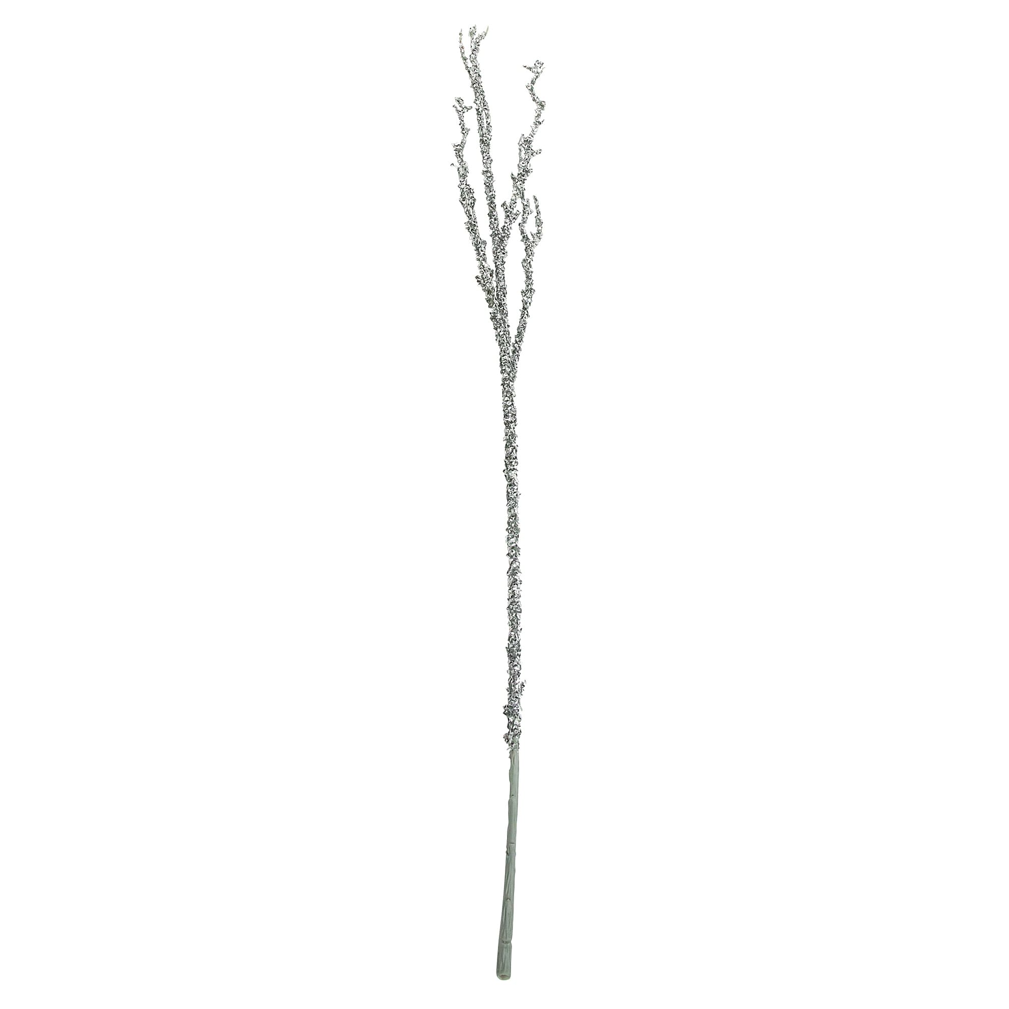 31 Glittered Silver Artificial Twig Christmas Spray